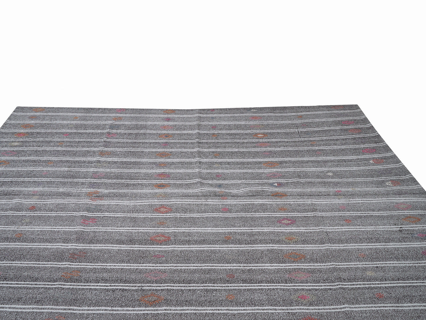 Turkish Kilim Rug, Handmade Unique Kilim Rug, Area Striped Kilim Rug, Vintage Kilim Rug, Gray Rug, Rug Kilim 7x9, Scandinavian Rug, 12193