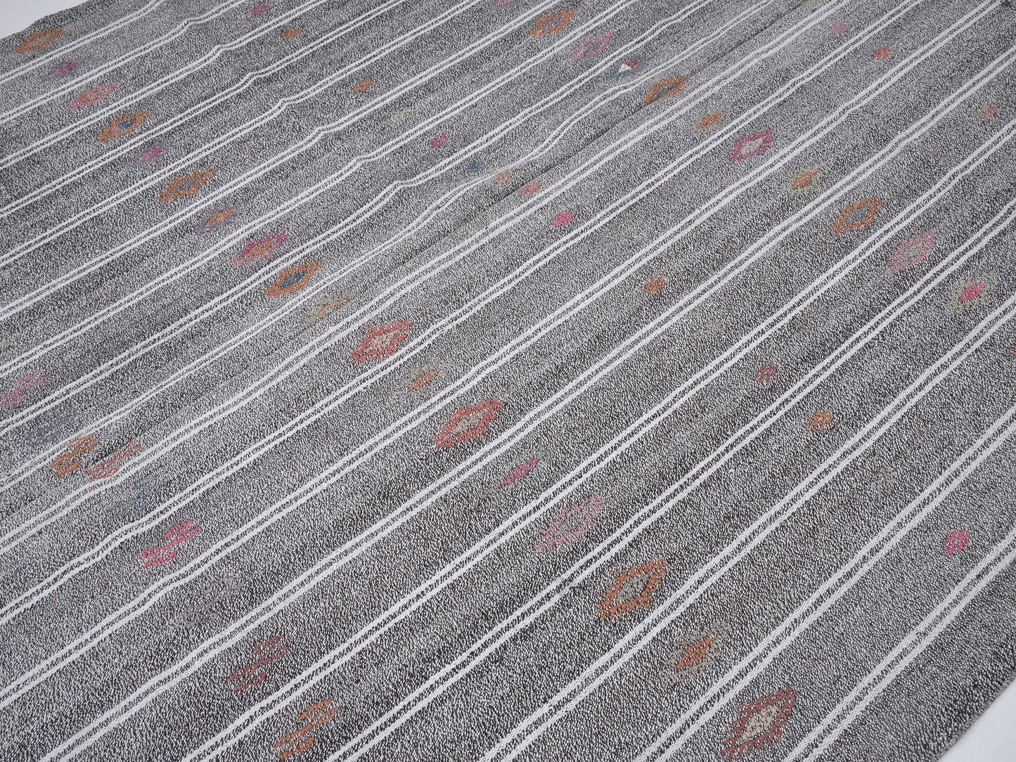 Turkish Kilim Rug, Handmade Unique Kilim Rug, Area Striped Kilim Rug, Vintage Kilim Rug, Gray Rug, Rug Kilim 7x9, Scandinavian Rug, 12193