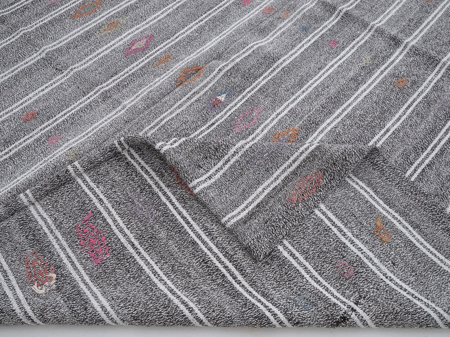 Turkish Kilim Rug, Handmade Unique Kilim Rug, Area Striped Kilim Rug, Vintage Kilim Rug, Gray Rug, Rug Kilim 7x9, Scandinavian Rug, 12193