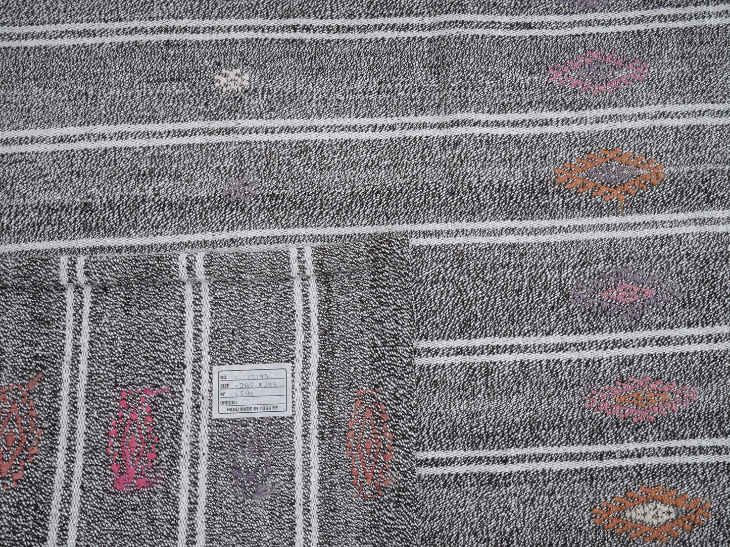 Turkish Kilim Rug, Handmade Unique Kilim Rug, Area Striped Kilim Rug, Vintage Kilim Rug, Gray Rug, Rug Kilim 7x9, Scandinavian Rug, 12193
