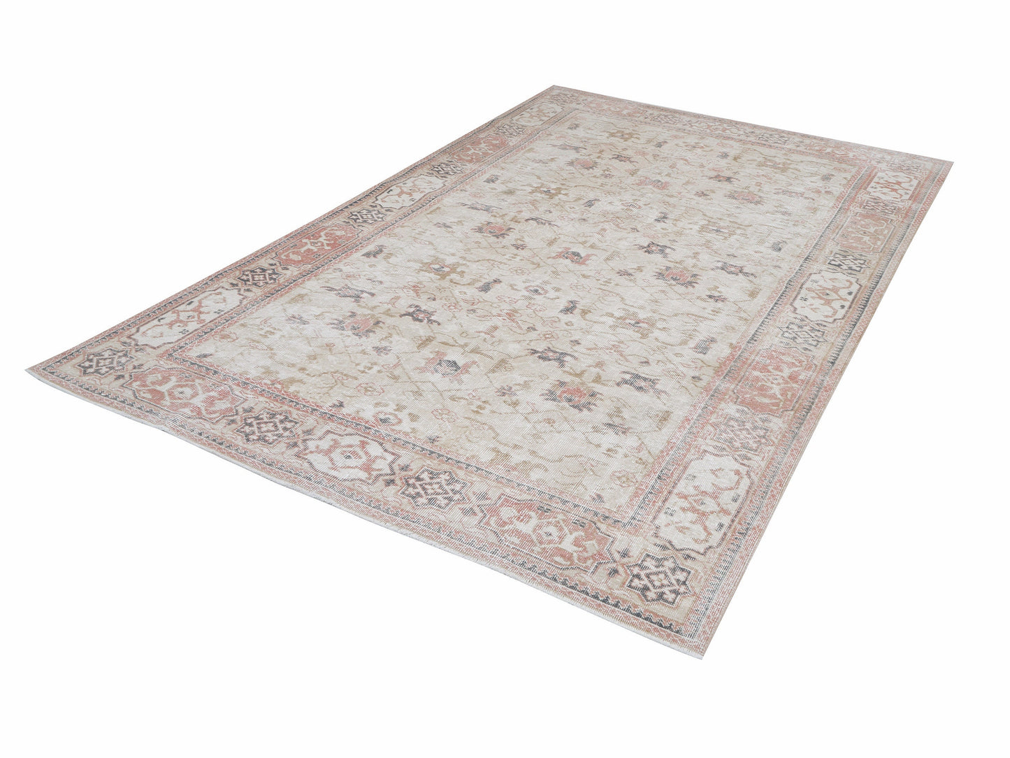 Turkish Oushak Rug, Vintage Handmade Area Rug, Neutral Faded Rug, Living Room Rug, Carpet Rug, Oushak Carpet, Turkey Rug, Rug 7x10, 12490