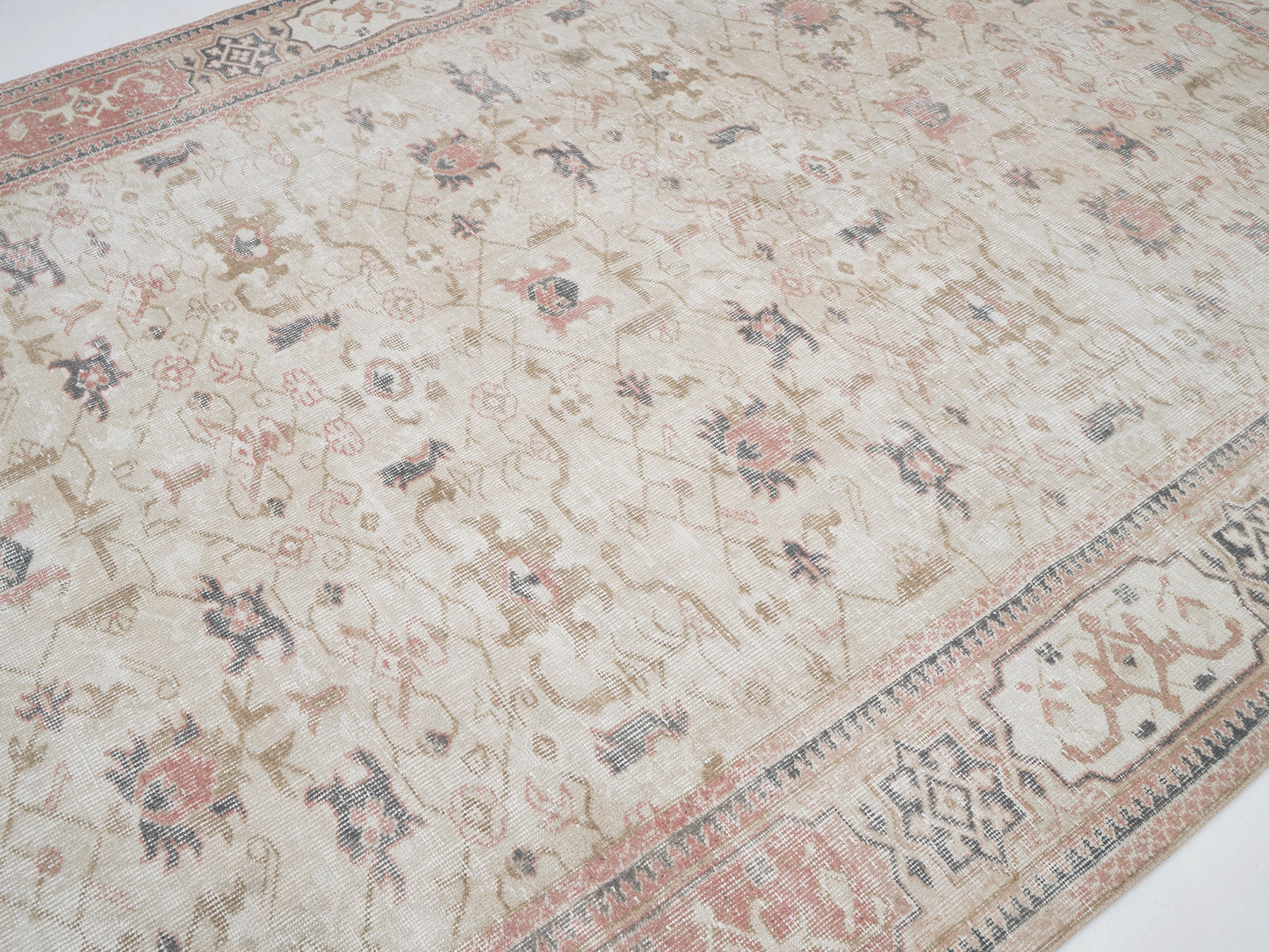 Turkish Oushak Rug, Vintage Handmade Area Rug, Neutral Faded Rug, Living Room Rug, Carpet Rug, Oushak Carpet, Turkey Rug, Rug 7x10, 12490