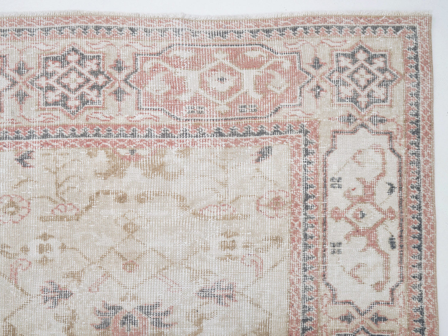 Turkish Oushak Rug, Vintage Handmade Area Rug, Neutral Faded Rug, Living Room Rug, Carpet Rug, Oushak Carpet, Turkey Rug, Rug 7x10, 12490