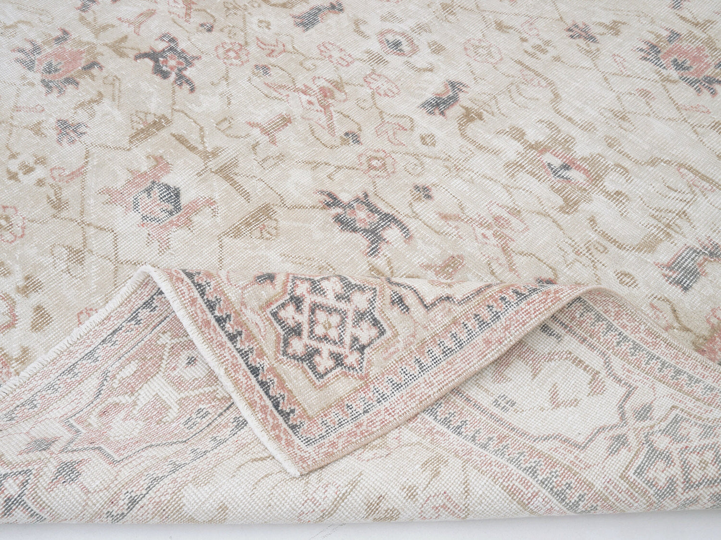 Turkish Oushak Rug, Vintage Handmade Area Rug, Neutral Faded Rug, Living Room Rug, Carpet Rug, Oushak Carpet, Turkey Rug, Rug 7x10, 12490