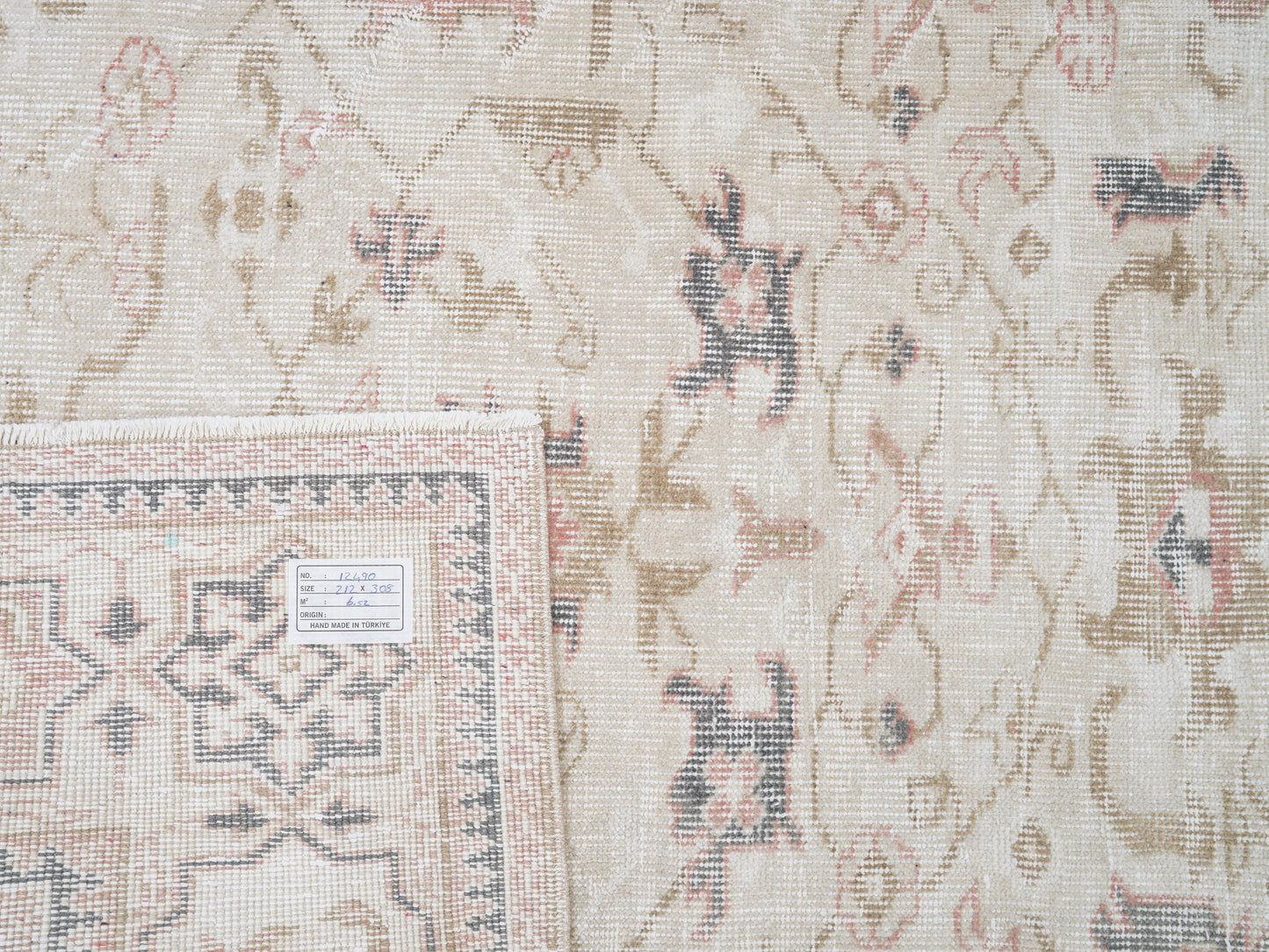 Turkish Oushak Rug, Vintage Handmade Area Rug, Neutral Faded Rug, Living Room Rug, Carpet Rug, Oushak Carpet, Turkey Rug, Rug 7x10, 12490