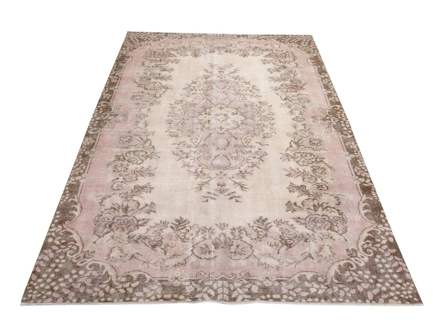 Turkish Oushak Area Vintage Carpet Rug 5x8, Beige Handmade Wool Floral rug, Rug for Living room Made in Anatolia Gift for Mother Days, 10233