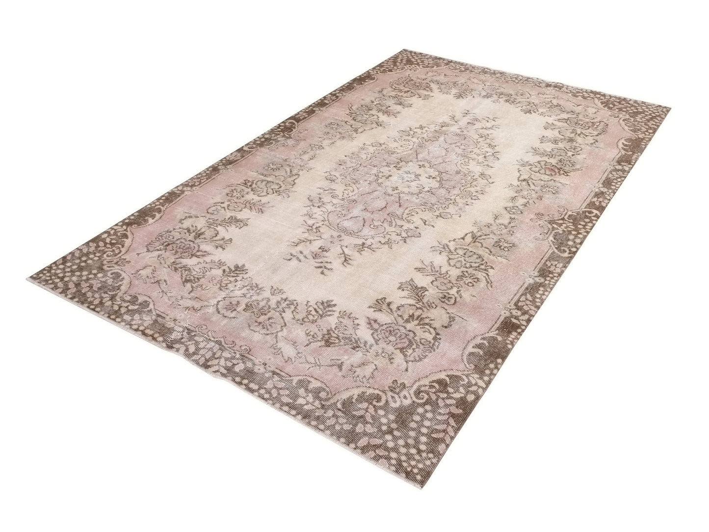 Turkish Oushak Area Vintage Carpet Rug 5x8, Beige Handmade Wool Floral rug, Rug for Living room Made in Anatolia Gift for Mother Days, 10233