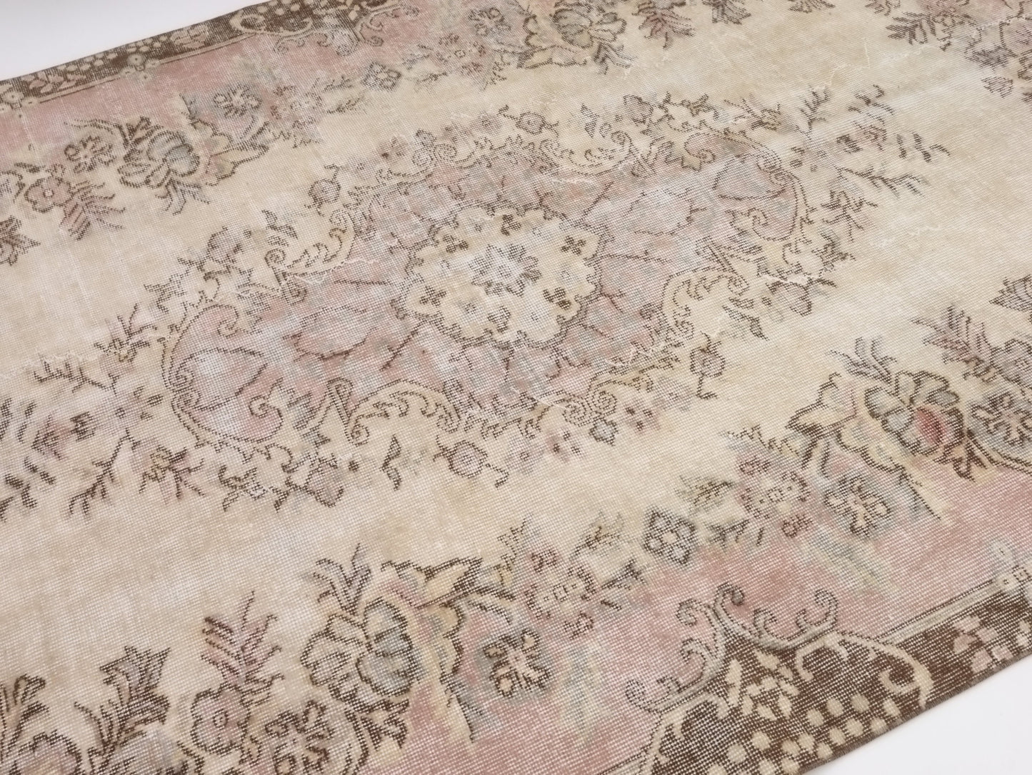 Turkish Oushak Area Vintage Carpet Rug 5x8, Beige Handmade Wool Floral rug, Rug for Living room Made in Anatolia Gift for Mother Days, 10233