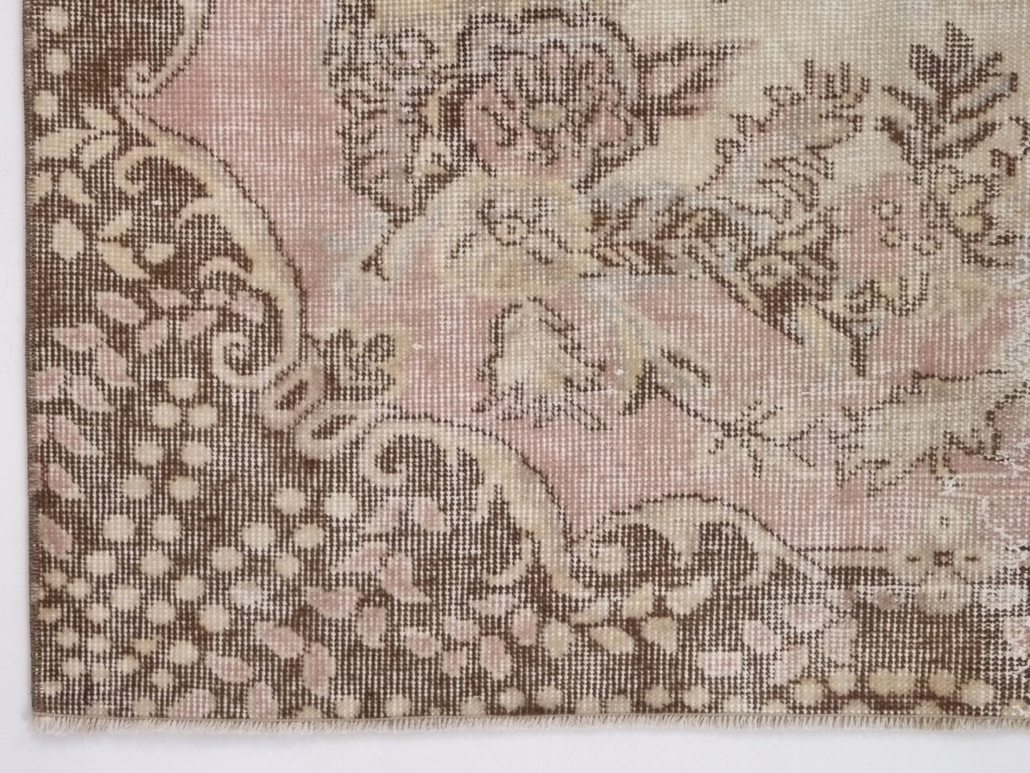Turkish Oushak Area Vintage Carpet Rug 5x8, Beige Handmade Wool Floral rug, Rug for Living room Made in Anatolia Gift for Mother Days, 10233