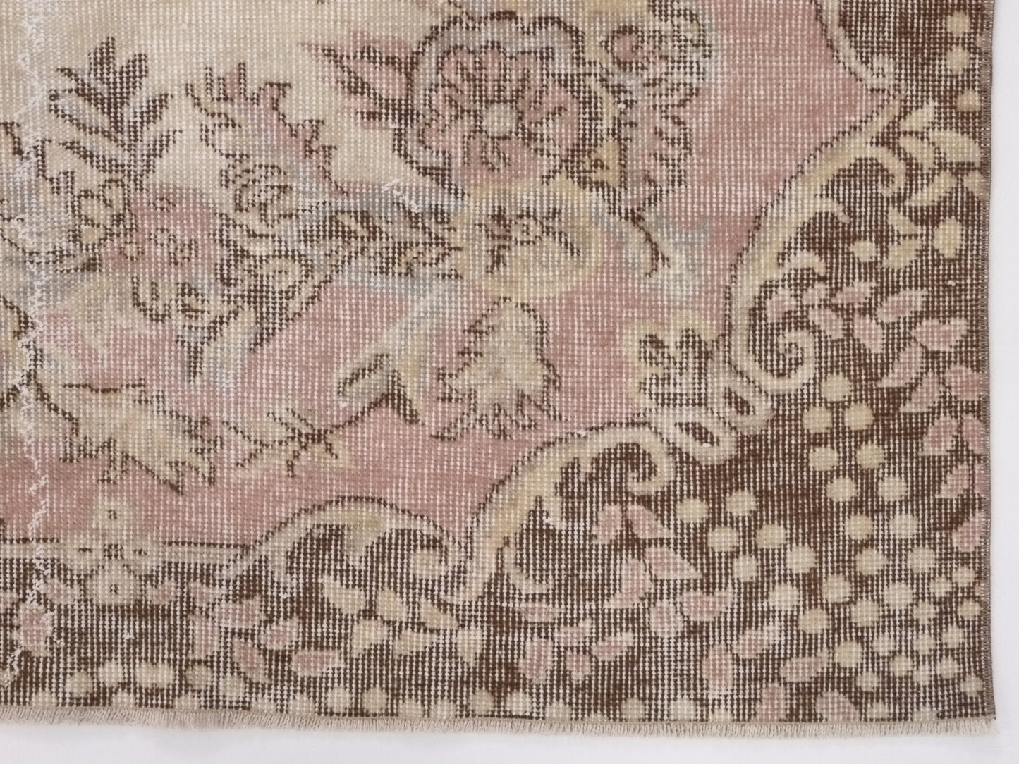 Turkish Oushak Area Vintage Carpet Rug 5x8, Beige Handmade Wool Floral rug, Rug for Living room Made in Anatolia Gift for Mother Days, 10233