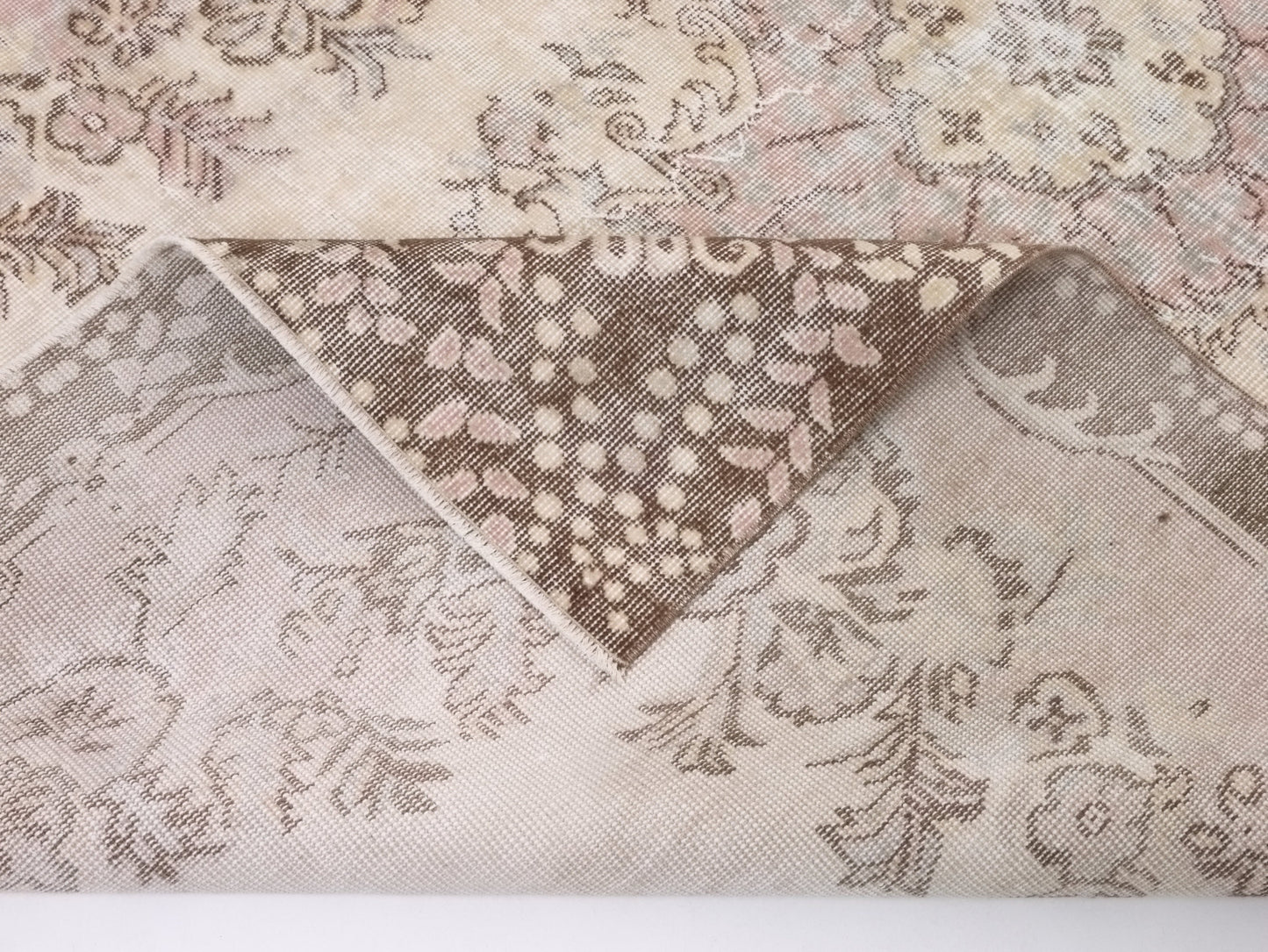 Turkish Oushak Area Vintage Carpet Rug 5x8, Beige Handmade Wool Floral rug, Rug for Living room Made in Anatolia Gift for Mother Days, 10233