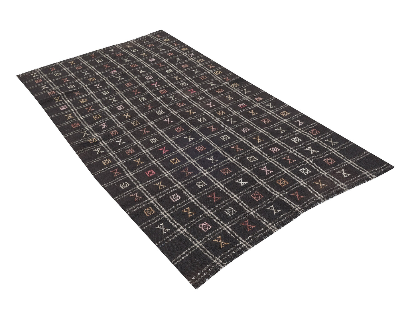 Turkish Kilim, Vintage Kilim, Kilim Rug 5x8, Handmade Rustic Black Kilim Rug, Area Old Kilim Rug, Turkish Kilim Rug, Kid Room Rug, 11166