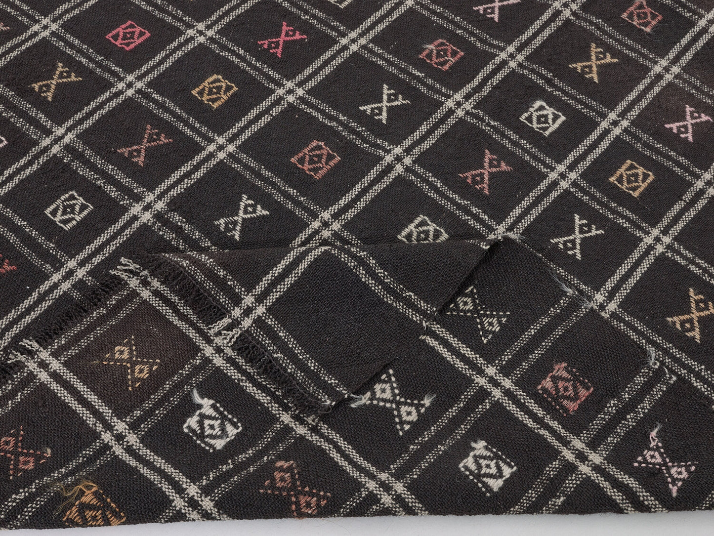 Turkish Kilim, Vintage Kilim, Kilim Rug 5x8, Handmade Rustic Black Kilim Rug, Area Old Kilim Rug, Turkish Kilim Rug, Kid Room Rug, 11166
