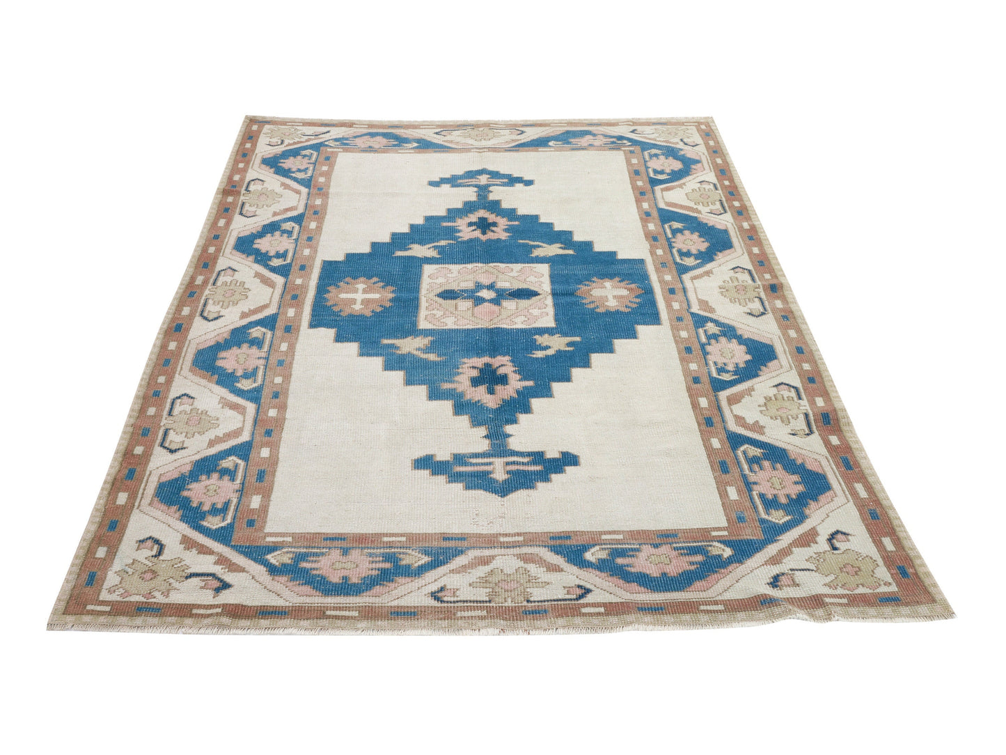 Handmade Rug, Area Old Rug, Vintage Oushak Rug, Turkish Bohemian Unique Rug, Neutral Eclectic Rug, Office Rug, Carpet Rug, Rug 5x6, 9503