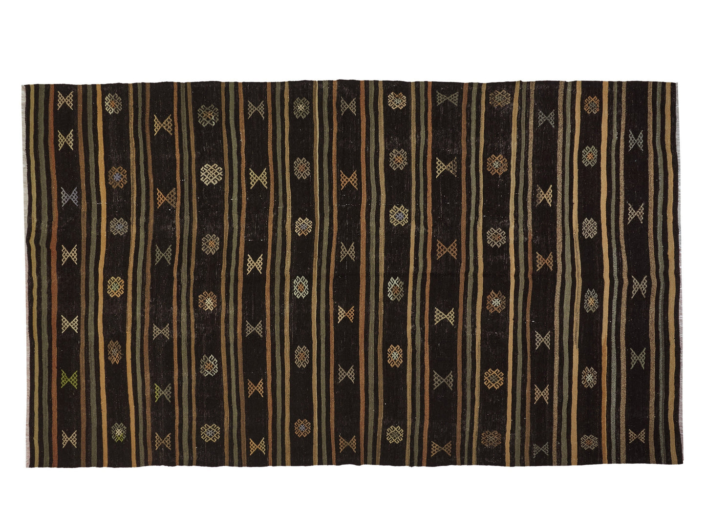 Turkish Kilim Rug, Vintage Kilim Black, Kilim Rug 6x10, Handmade Anatolia Kilim Rug, Entryway Rug, Rustic Rug, Turkish Kilim, 10517