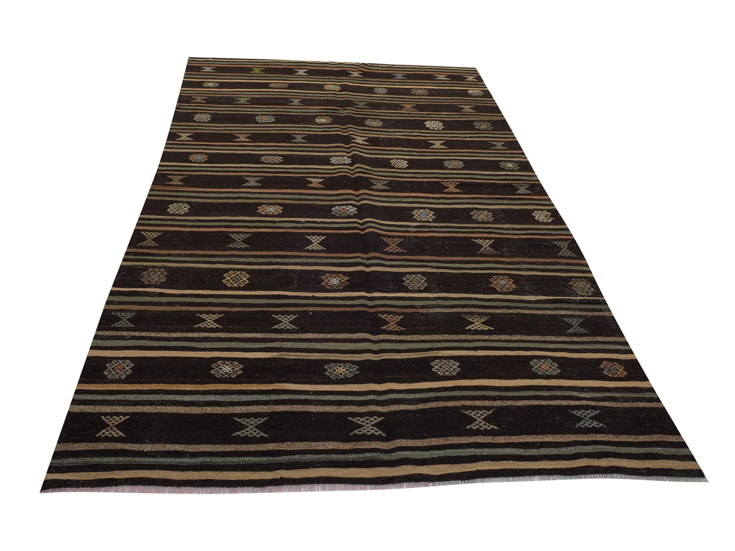 Turkish Kilim Rug, Vintage Kilim Black, Kilim Rug 6x10, Handmade Anatolia Kilim Rug, Entryway Rug, Rustic Rug, Turkish Kilim, 10517