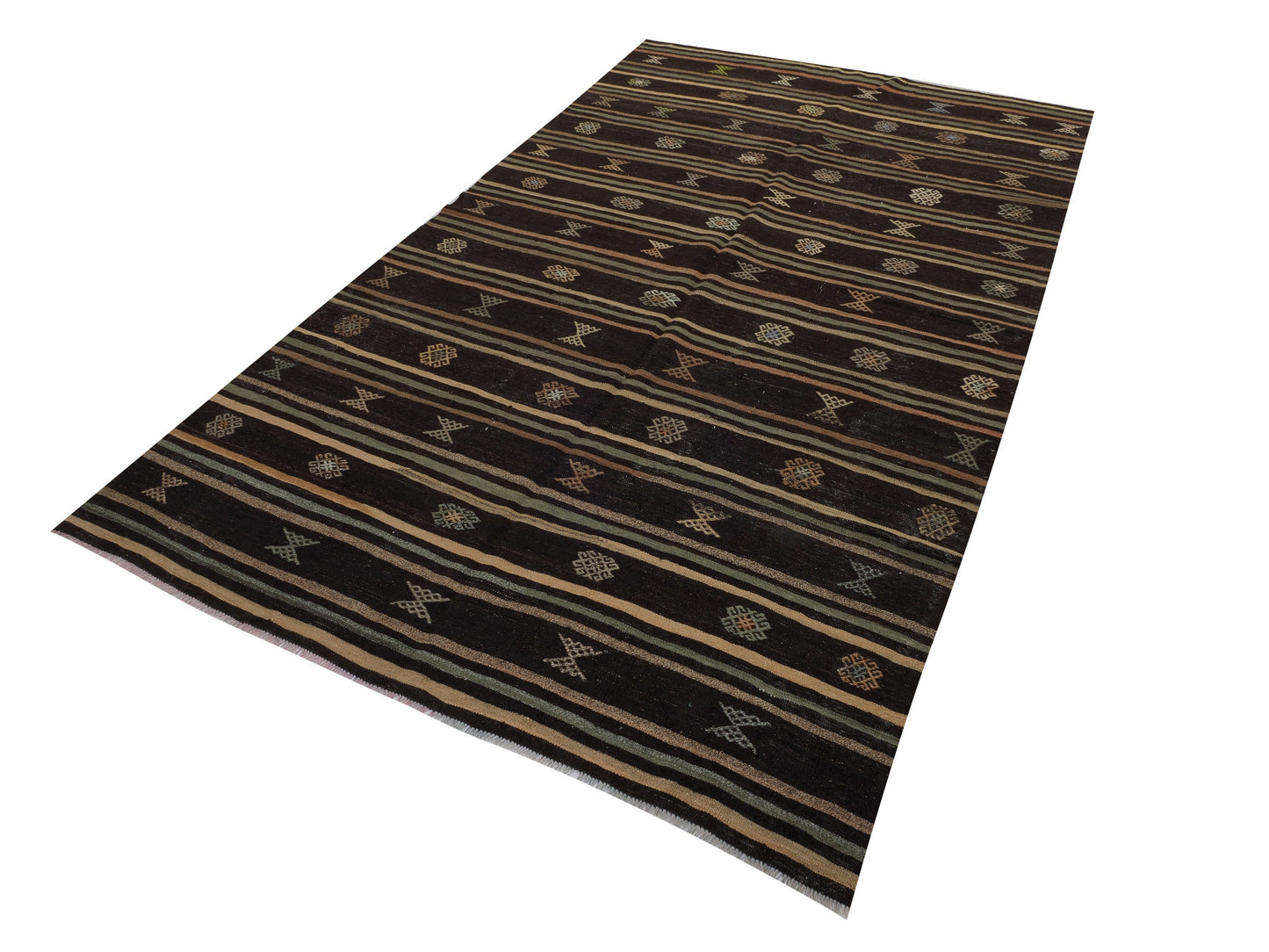 Turkish Kilim Rug, Vintage Kilim Black, Kilim Rug 6x10, Handmade Anatolia Kilim Rug, Entryway Rug, Rustic Rug, Turkish Kilim, 10517