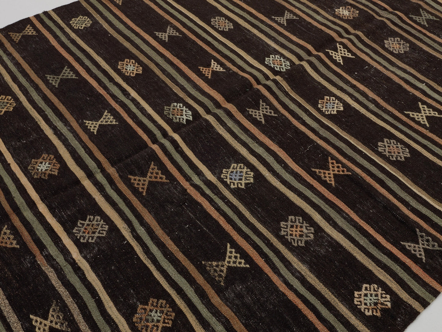 Turkish Kilim Rug, Vintage Kilim Black, Kilim Rug 6x10, Handmade Anatolia Kilim Rug, Entryway Rug, Rustic Rug, Turkish Kilim, 10517
