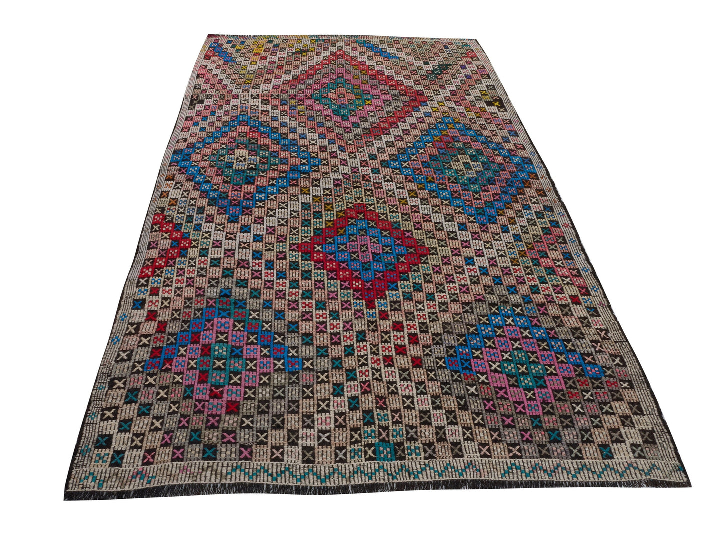 Vintage Kilim, Handmade Unique Colorful Kilim Rug, Turkish Kilim, Bohemian Eclectic Kilim Rug, Rug Kilim, Bedroom Rug, Kilim Rug 6x9, 10514
