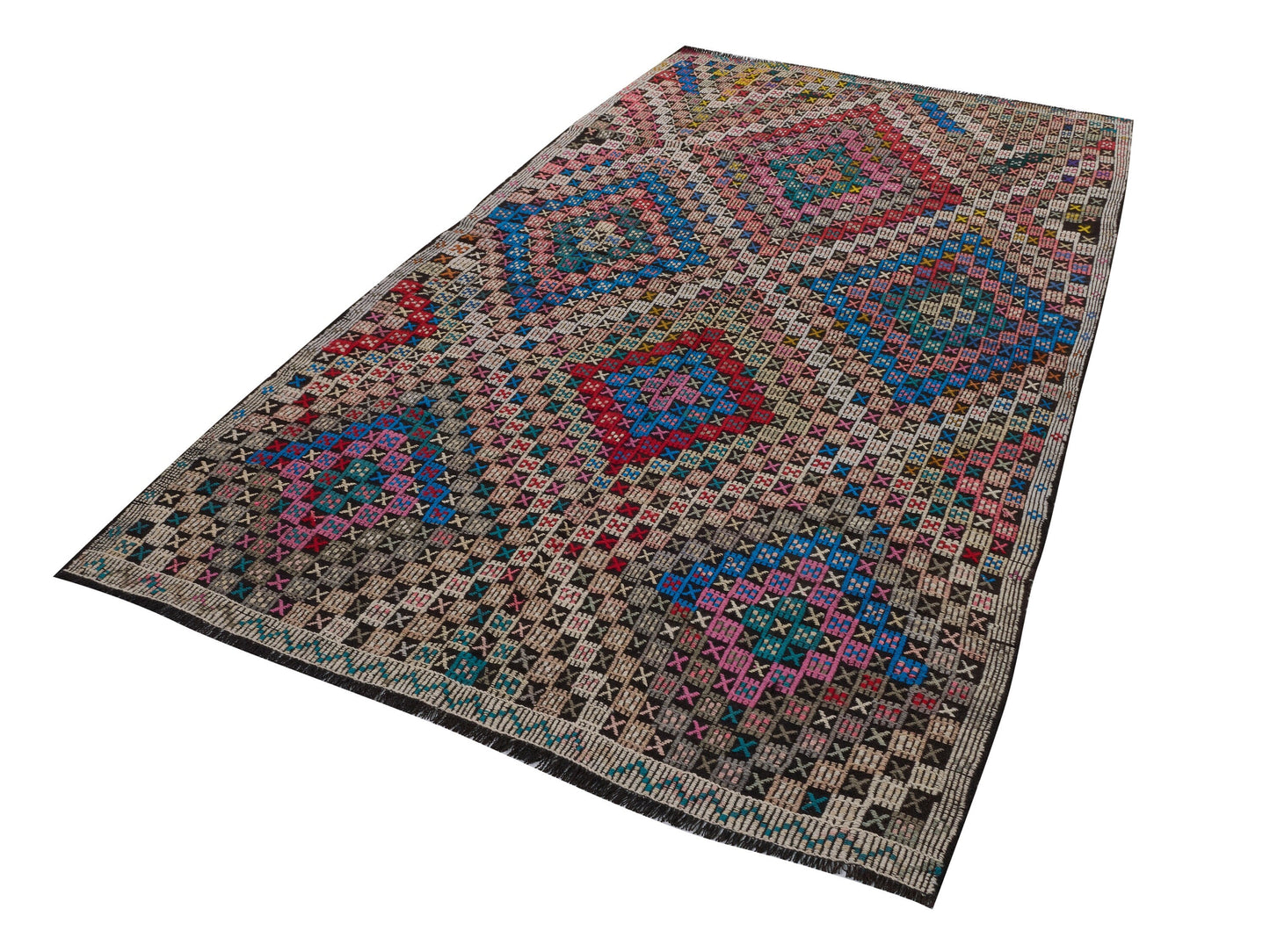 Vintage Kilim, Handmade Unique Colorful Kilim Rug, Turkish Kilim, Bohemian Eclectic Kilim Rug, Rug Kilim, Bedroom Rug, Kilim Rug 6x9, 10514