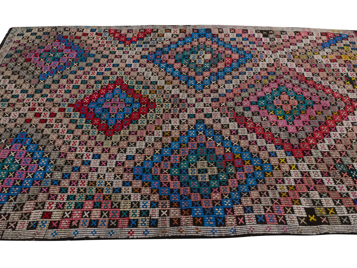 Vintage Kilim, Handmade Unique Colorful Kilim Rug, Turkish Kilim, Bohemian Eclectic Kilim Rug, Rug Kilim, Bedroom Rug, Kilim Rug 6x9, 10514