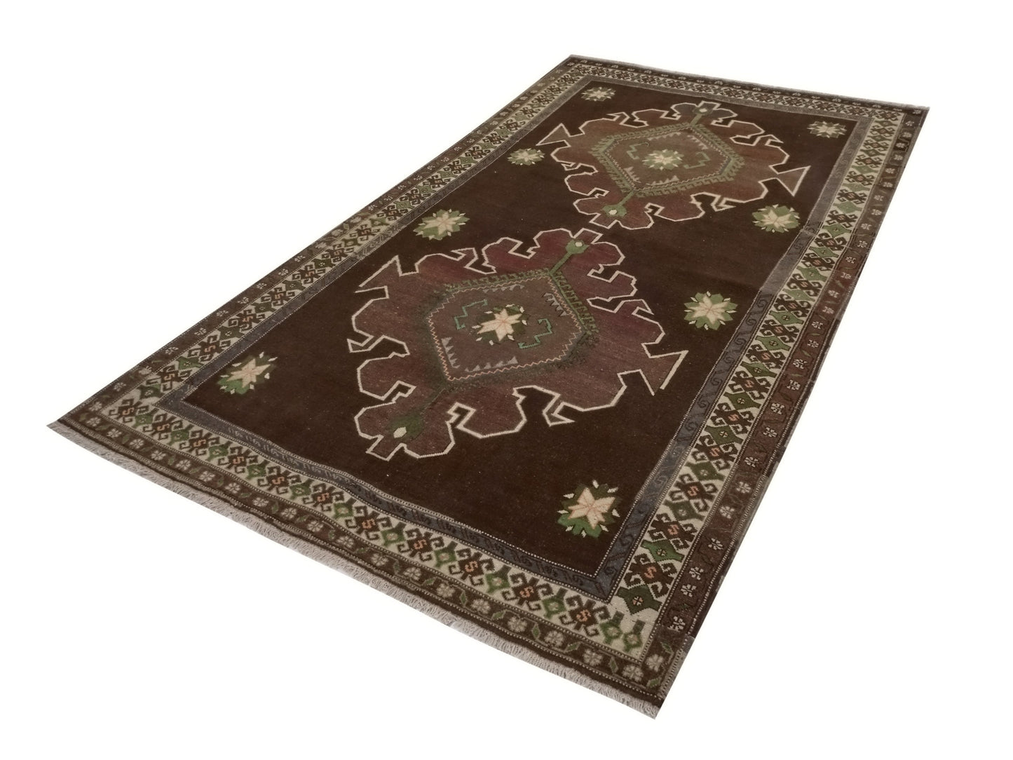 Anatolia Brown Area Vintage Kars Rug, 6x10 Turkish Vintage Oushak RUg, Carpet Rug, Primitive Handmade Wool Rug, Living room rug, 9555