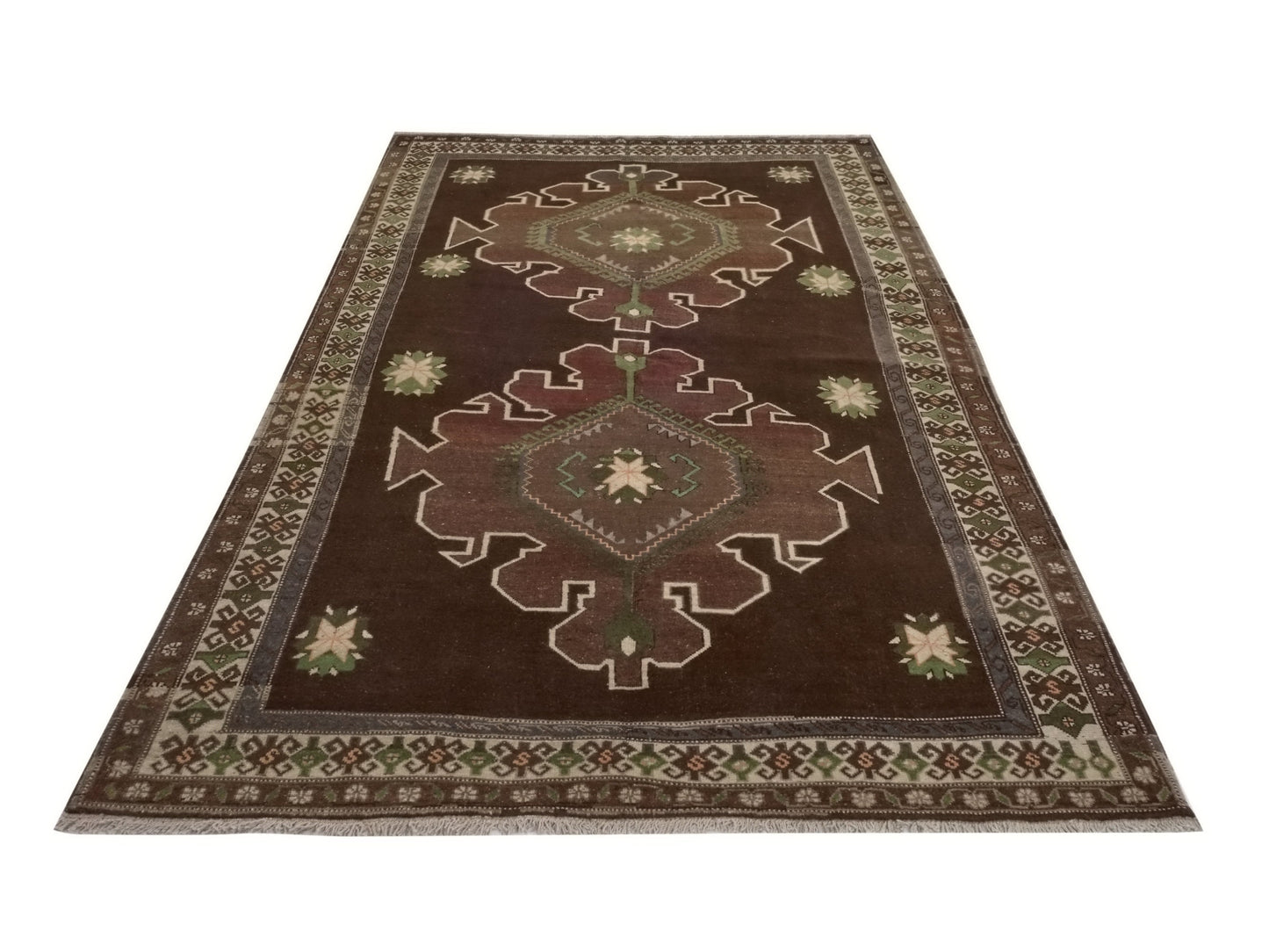 Anatolia Brown Area Vintage Kars Rug, 6x10 Turkish Vintage Oushak RUg, Carpet Rug, Primitive Handmade Wool Rug, Living room rug, 9555