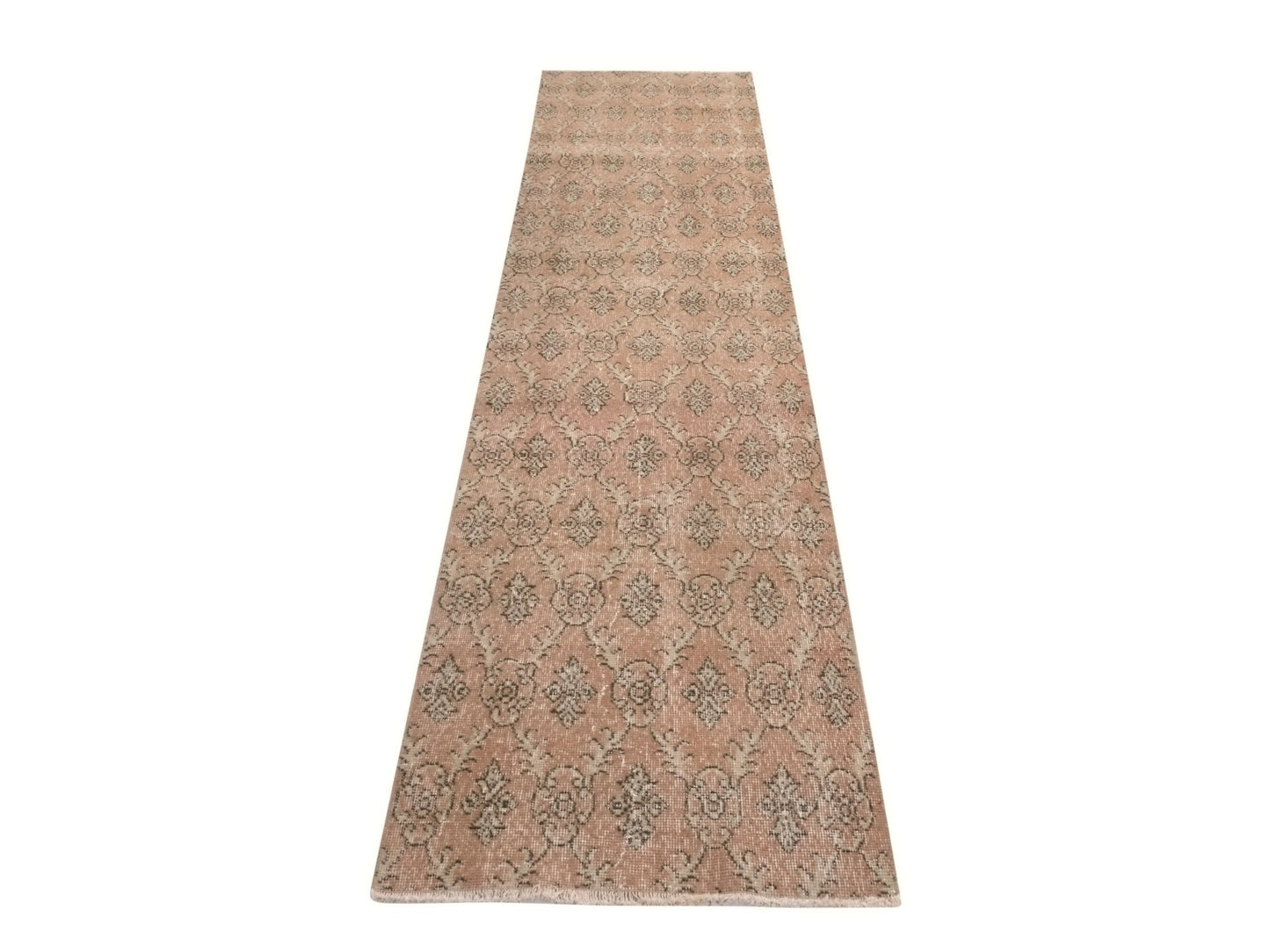 Boho Runner Rug, Orange Rug Runner, 3x11 Rug Runner, Turkish Oushak Vintage Runner Rug, Carpet Runner, Handmade Anatolia Runner Rug, 8946