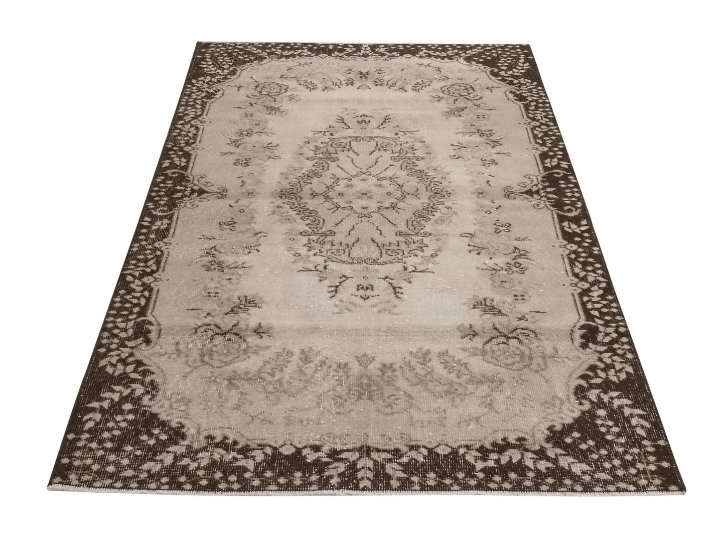 Turkish Vintage Carpet Rug, Handmade Oushak Rug, Beige Brown Area 4x7 Rug, Bedroom rug, Ethnic Rug, Unique Anatolia rug, Turkey rug,8806