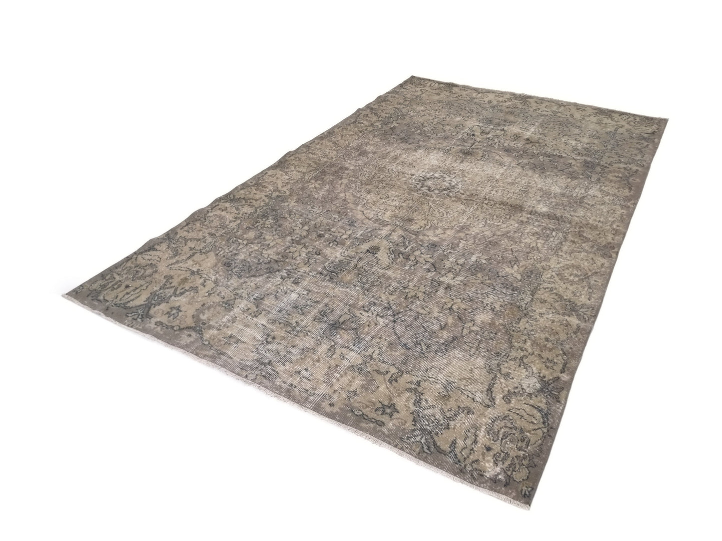 Distressed Turkish Oushak Rug, Vintage Handmade Carpet Rug, Area Purple Worn rug, 7x10 Turkish rug, Scandinavian, Living room rug, 8896