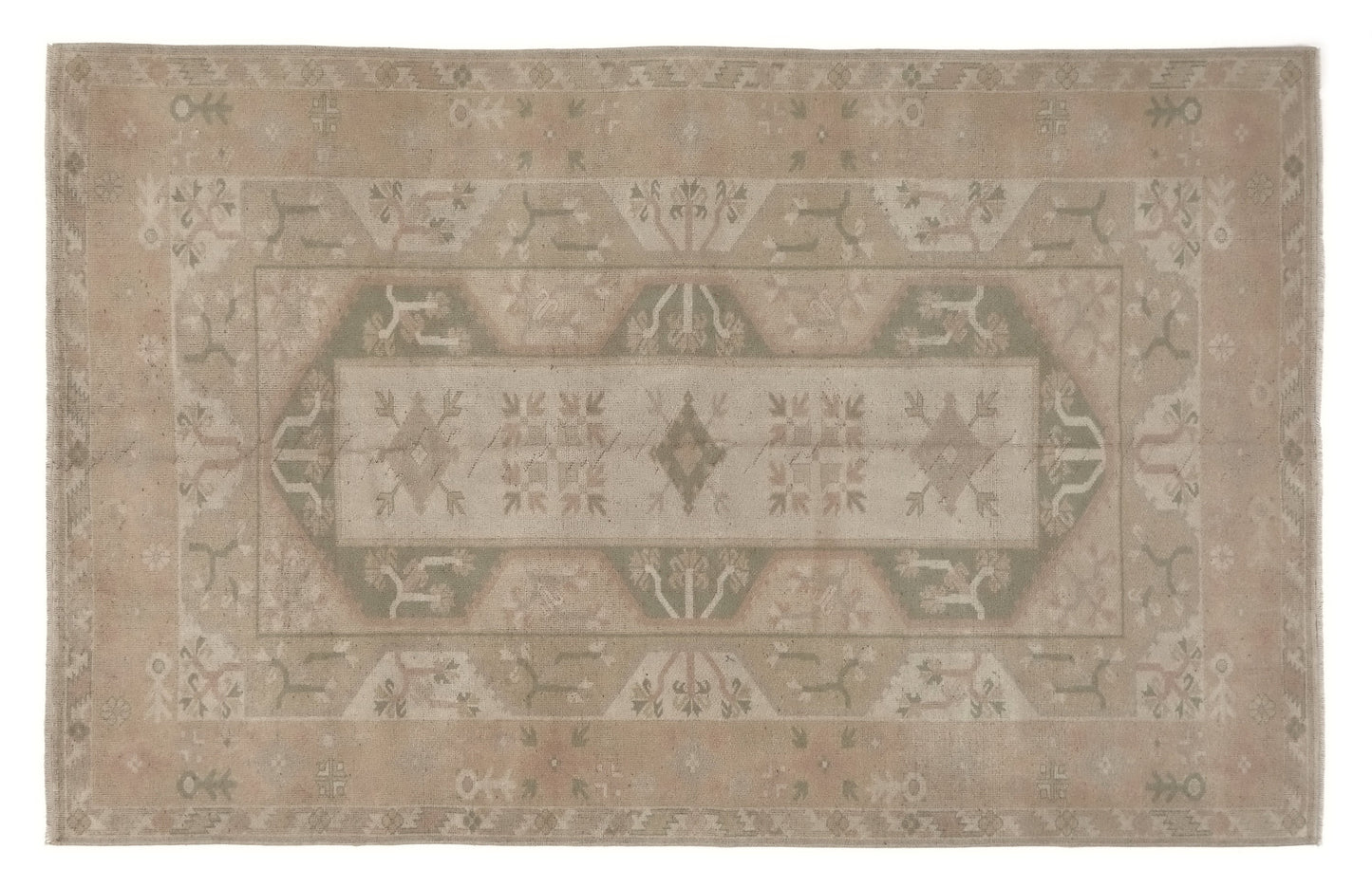 Turkish Neutral Rug, Vintage Rug, Area Rug, Beige Rug 5x8, Faded Area Rug, Muted Handmade Oushak Rug, Bedroom rug, Entryway rug, 8683