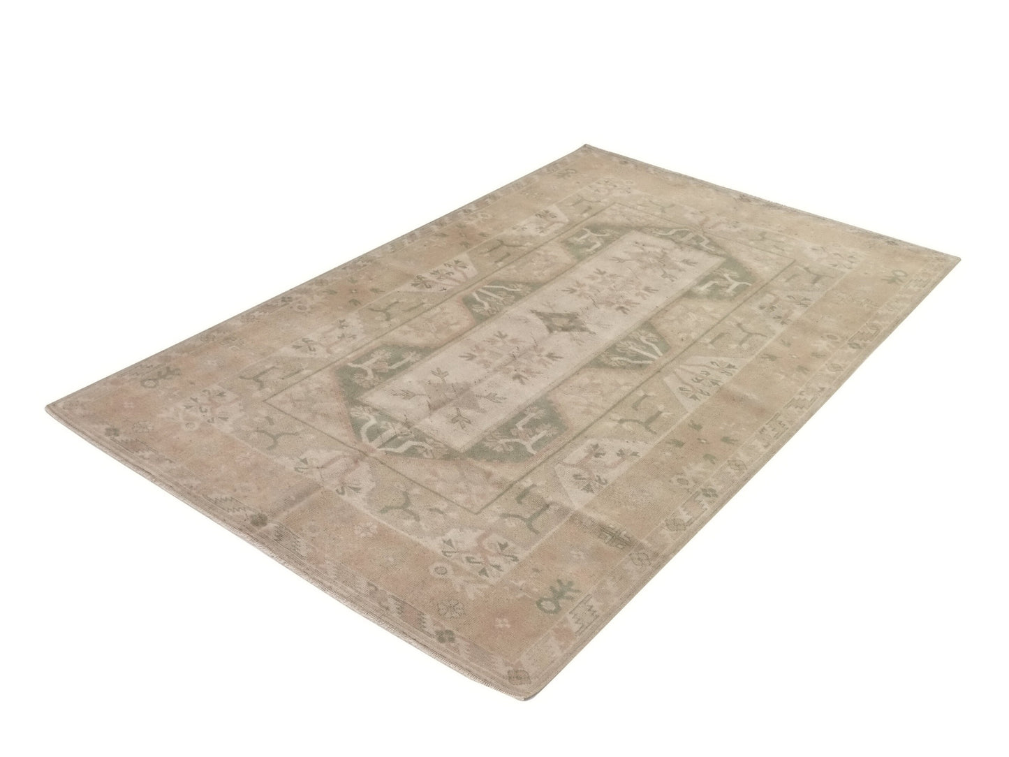 Turkish Neutral Rug, Vintage Rug, Area Rug, Beige Rug 5x8, Faded Area Rug, Muted Handmade Oushak Rug, Bedroom rug, Entryway rug, 8683