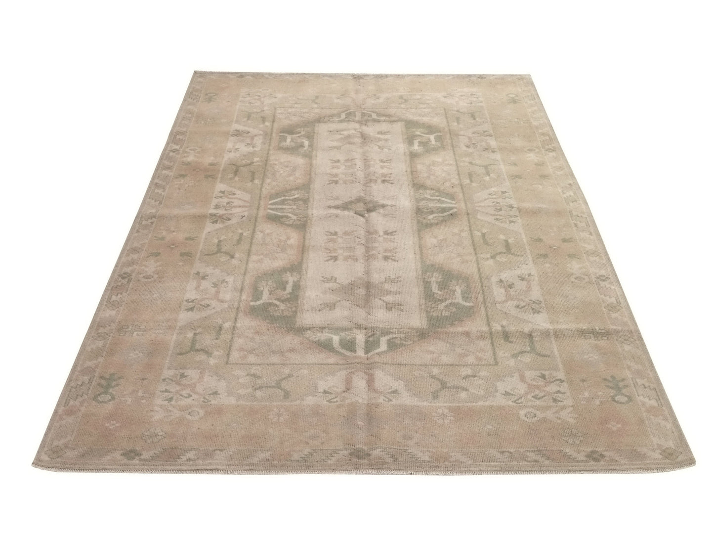 Turkish Neutral Rug, Vintage Rug, Area Rug, Beige Rug 5x8, Faded Area Rug, Muted Handmade Oushak Rug, Bedroom rug, Entryway rug, 8683