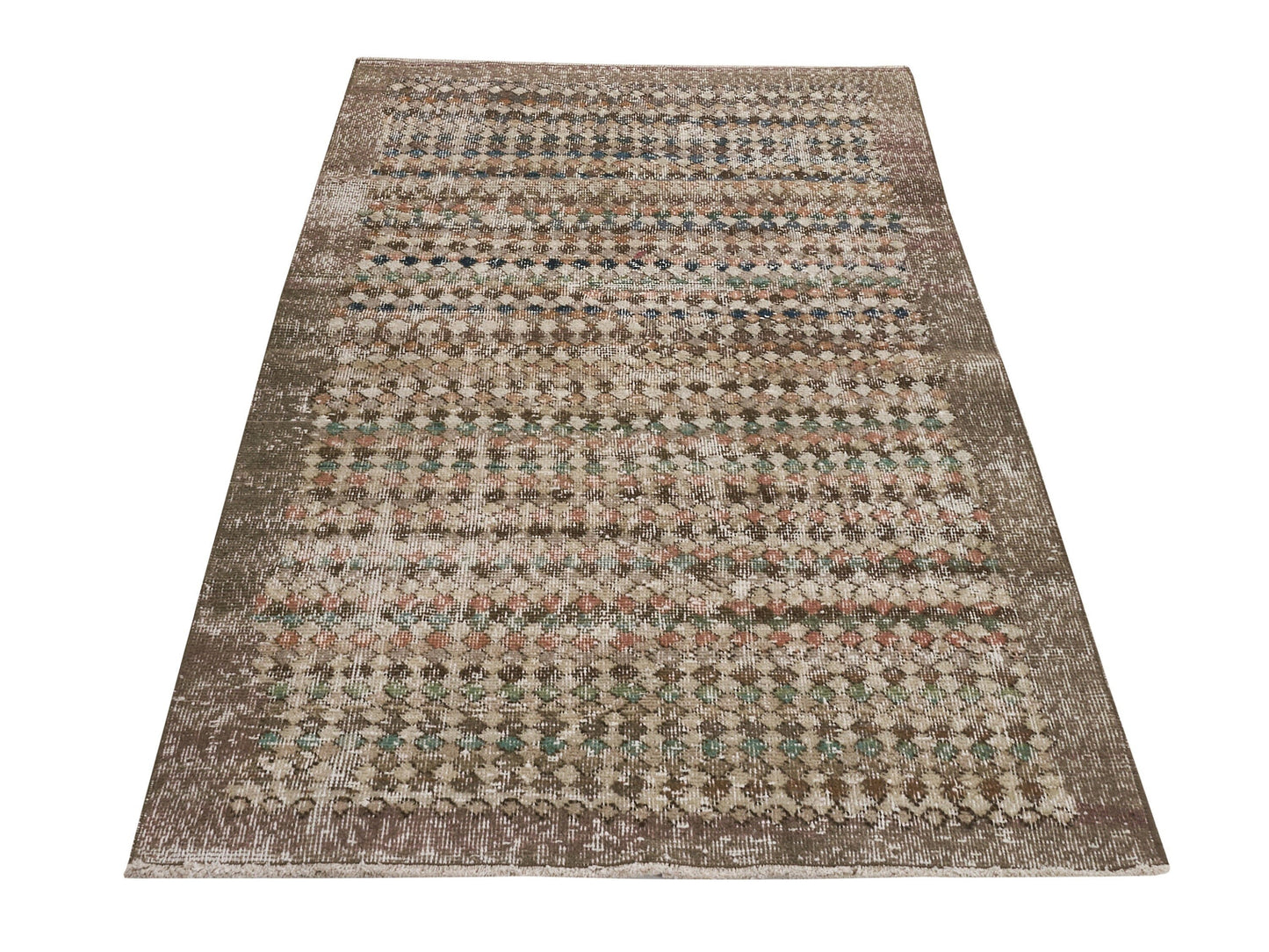 Scandinavian Turkish Rug, Oushak Rug, Vintage Rug, Carpet rug, Checked rug, Antique Rug, Bedroom rug, Art deco rug, Area rug 3x6, Rug,8903
