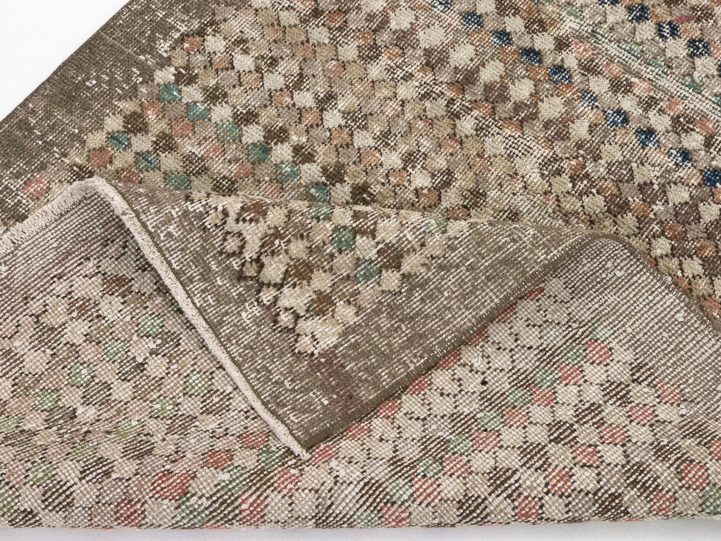 Scandinavian Turkish Rug, Oushak Rug, Vintage Rug, Carpet rug, Checked rug, Antique Rug, Bedroom rug, Art deco rug, Area rug 3x6, Rug,8903
