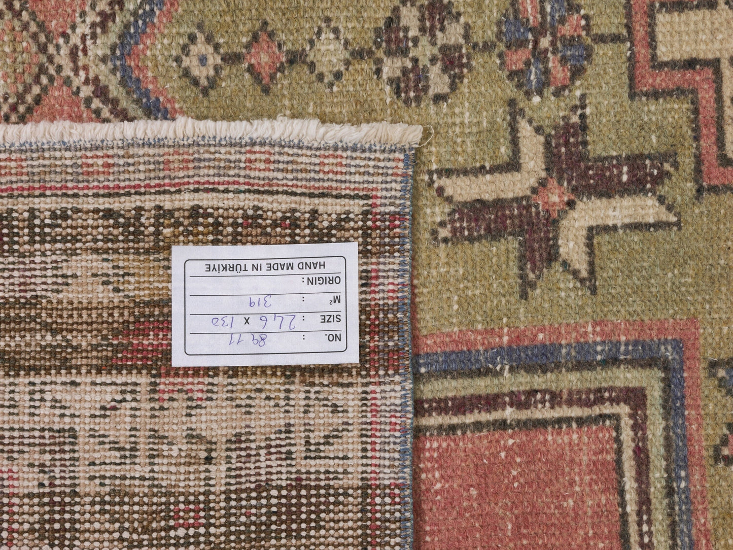 Colorful Antique Handwoven Rug , Anatolian Vintage Oushak Rug , Turkish Old Rug , 4'3x8'1 Ft , Area Rug , Neutral Rug , Traditional Rug 8911