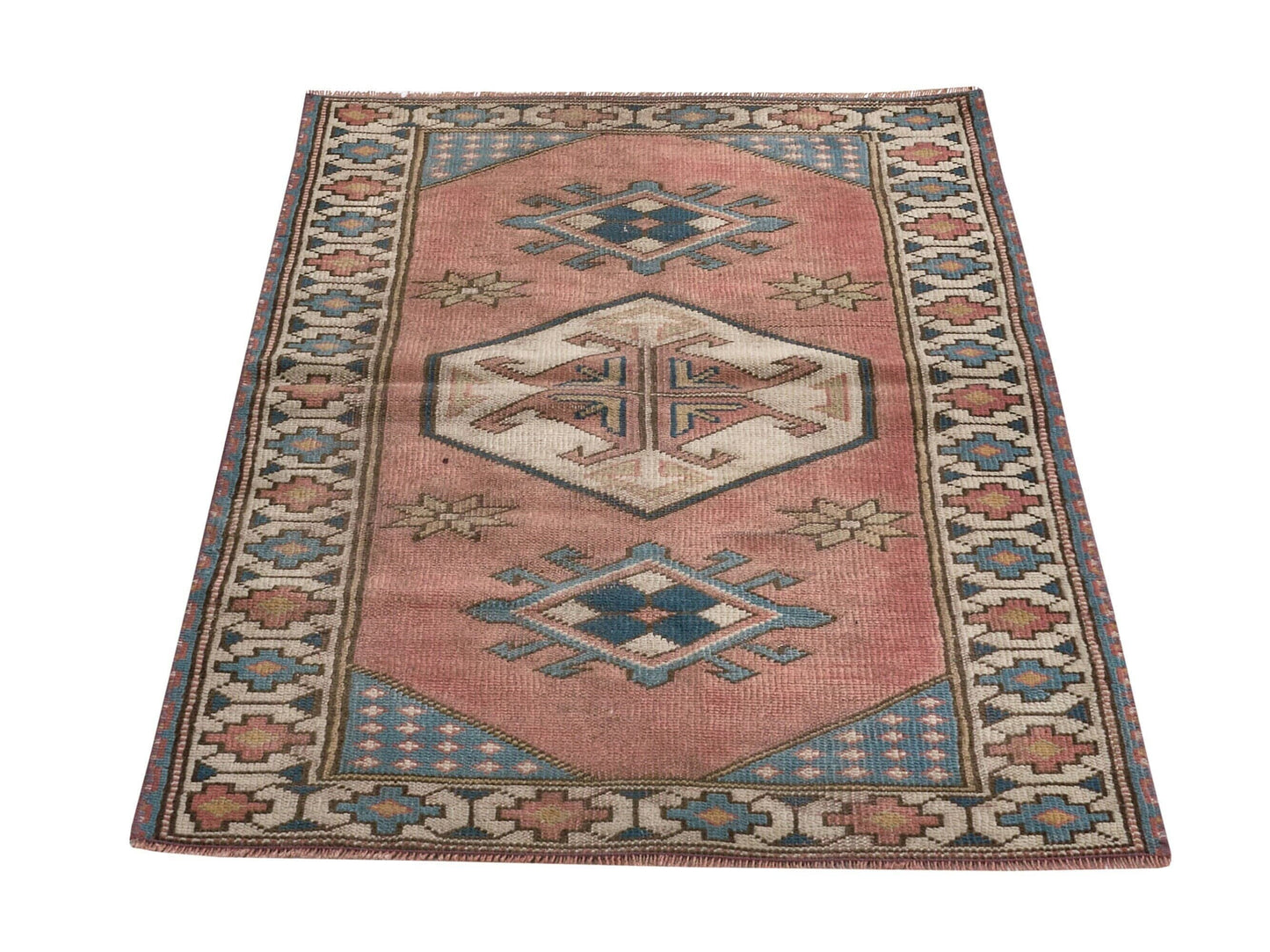 Vintage Oushak Rug , Small Turkish rug , 3x5 Area rug , Handmade Anatolian rug ,Soft rug, Antique Neutral rug, Wool rug, 8647