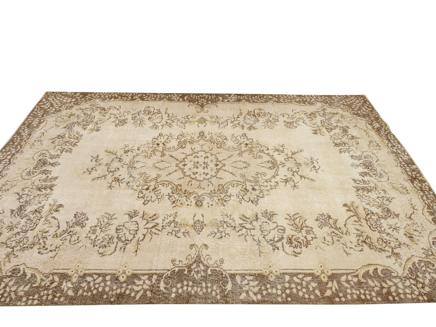 Faded Turkish rug, Area Oushak rug, Vintage rug Muted , Floral rug, Unique rug, Handmade rug, Living room, Bedroom rug,Made in Turkey, 10373