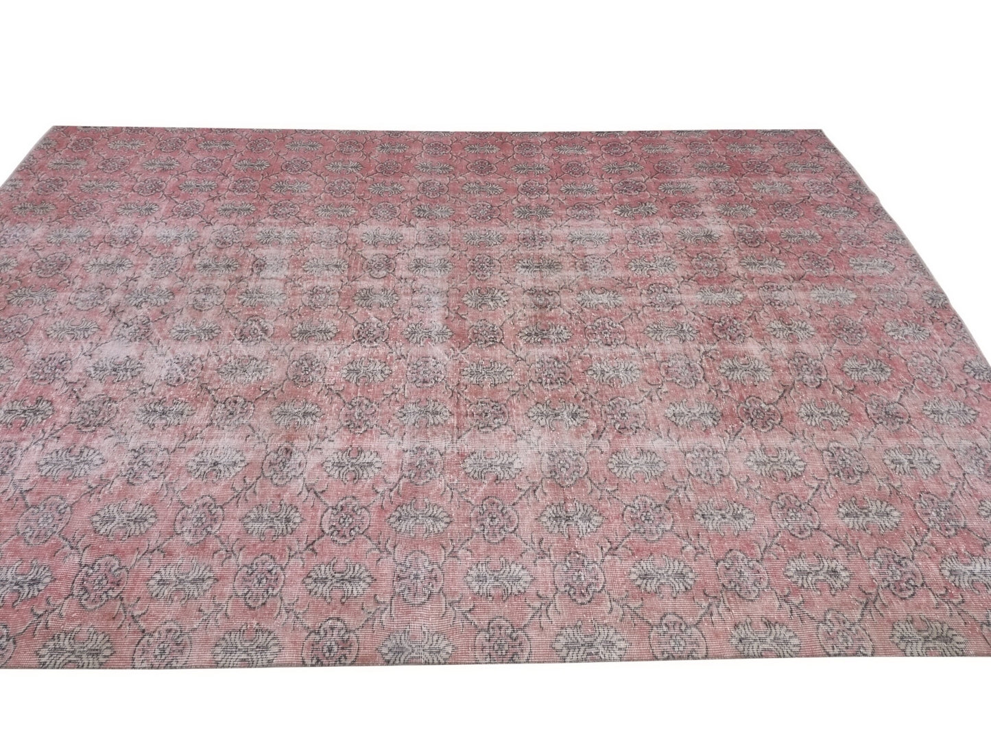 Rug 7x10 Muted Vintage Rug Unique Oushak Rug Art Deco Turkish rug Wool Handmade Rug Bedroom rug Bohemian rug Large rug Pink Rug 10312