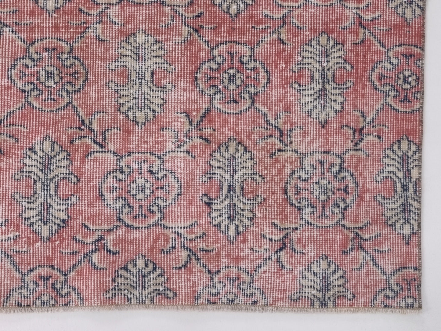 Rug 7x10 Muted Vintage Rug Unique Oushak Rug Art Deco Turkish rug Wool Handmade Rug Bedroom rug Bohemian rug Large rug Pink Rug 10312