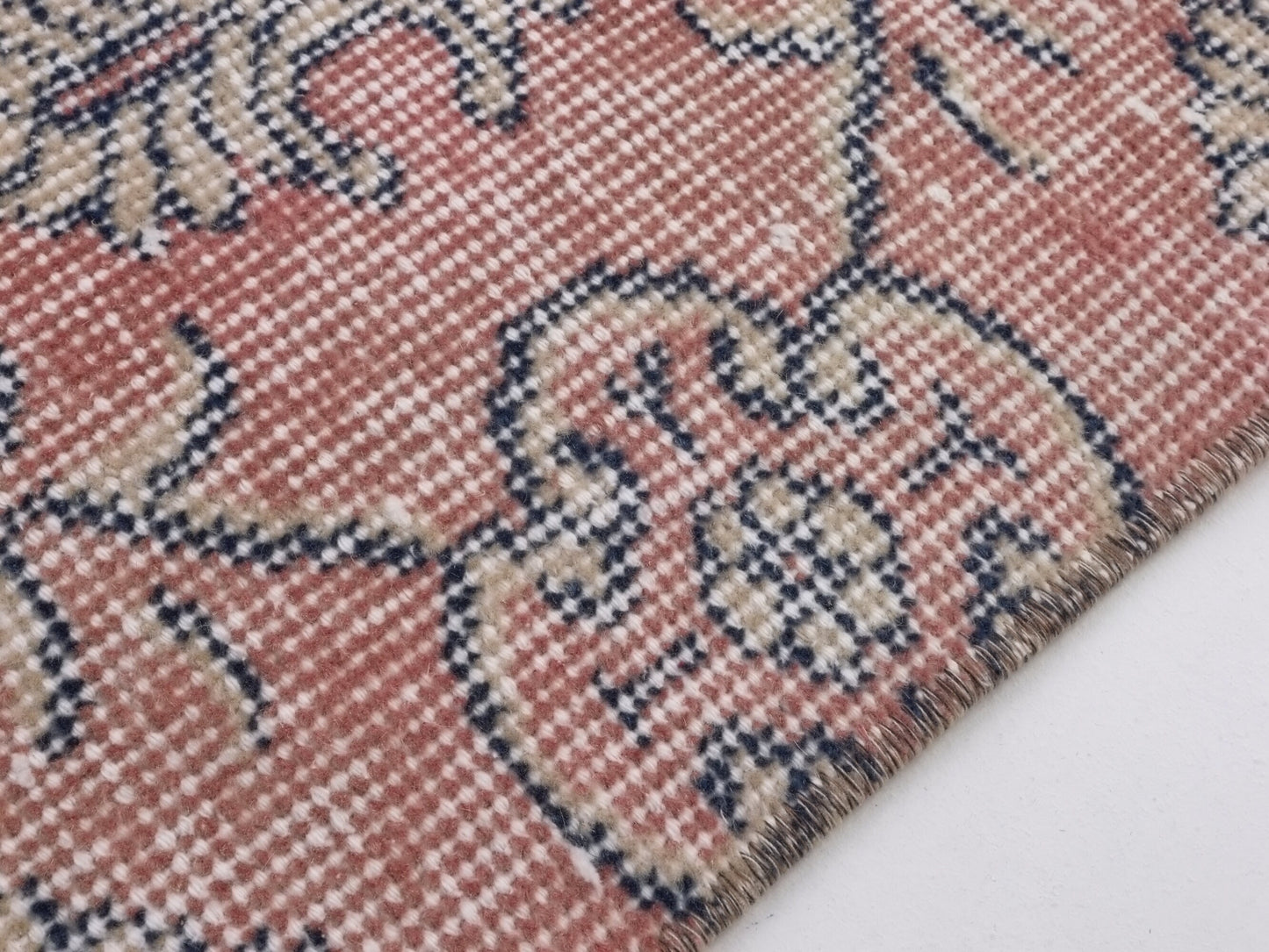Rug 7x10 Muted Vintage Rug Unique Oushak Rug Art Deco Turkish rug Wool Handmade Rug Bedroom rug Bohemian rug Large rug Pink Rug 10312