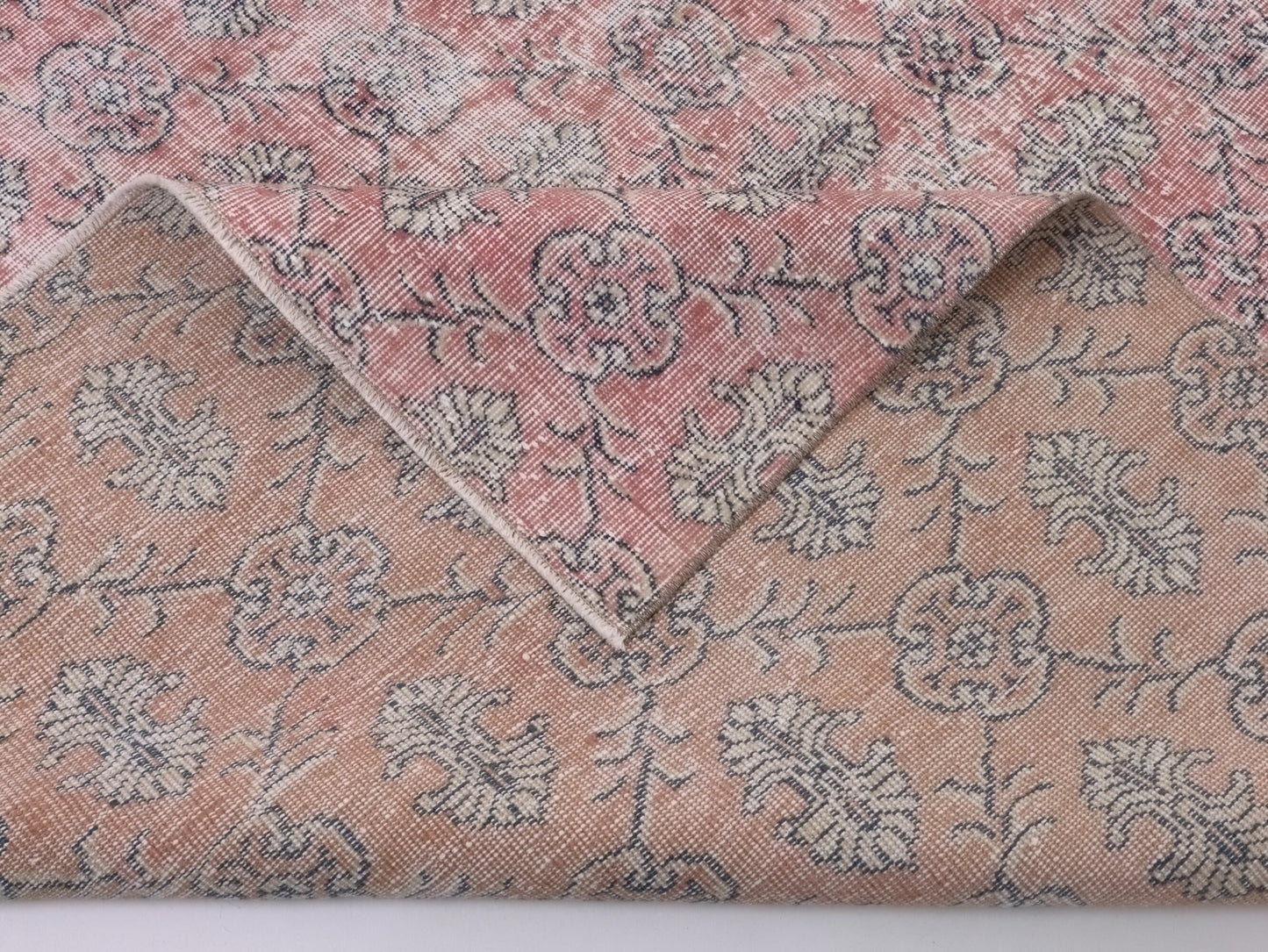 Rug 7x10 Muted Vintage Rug Unique Oushak Rug Art Deco Turkish rug Wool Handmade Rug Bedroom rug Bohemian rug Large rug Pink Rug 10312