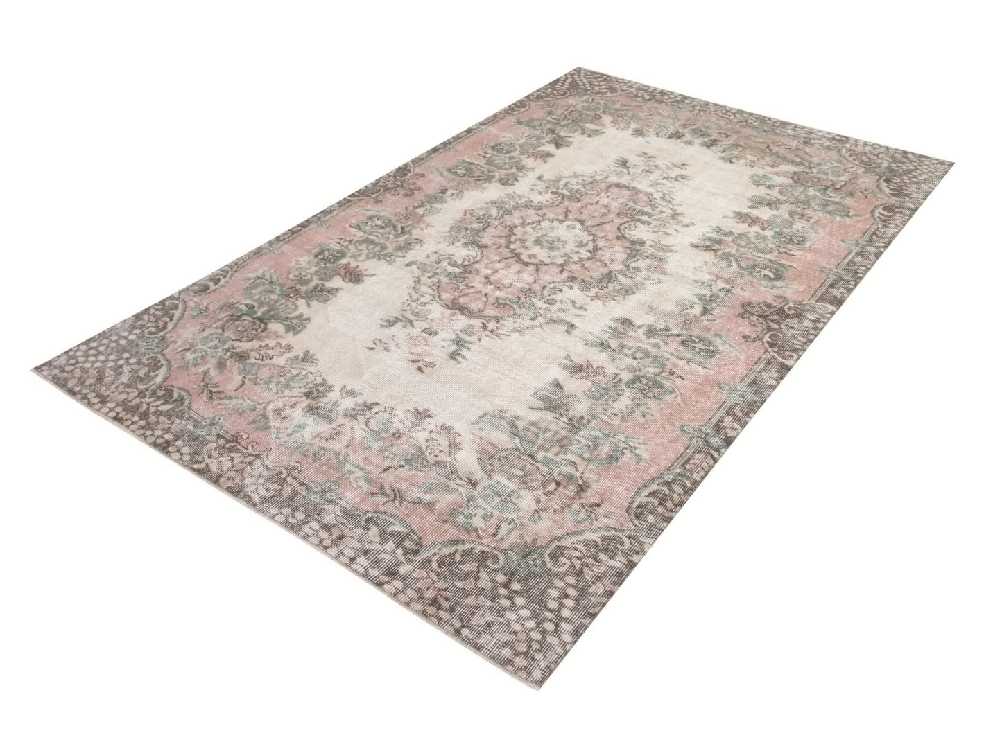 Turkish Oushak Area Vintage Carpet Rug 5x8, Beige Handmade Wool Floral rug, Rug for Living room Made in Anatolia Gift for Mother Days, 10244
