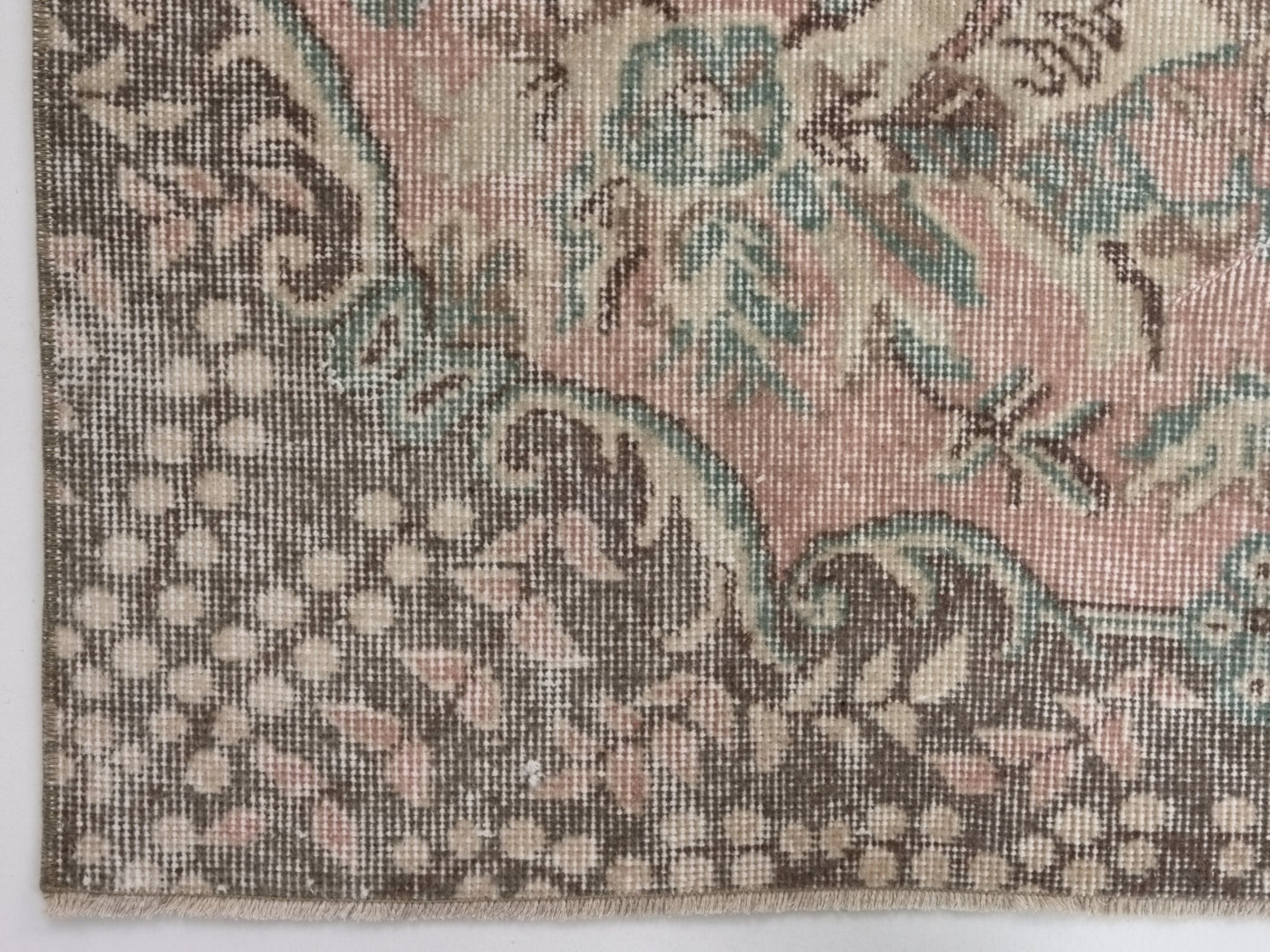 Turkish Oushak Area Vintage Carpet Rug 5x8, Beige Handmade Wool Floral rug, Rug for Living room Made in Anatolia Gift for Mother Days, 10244
