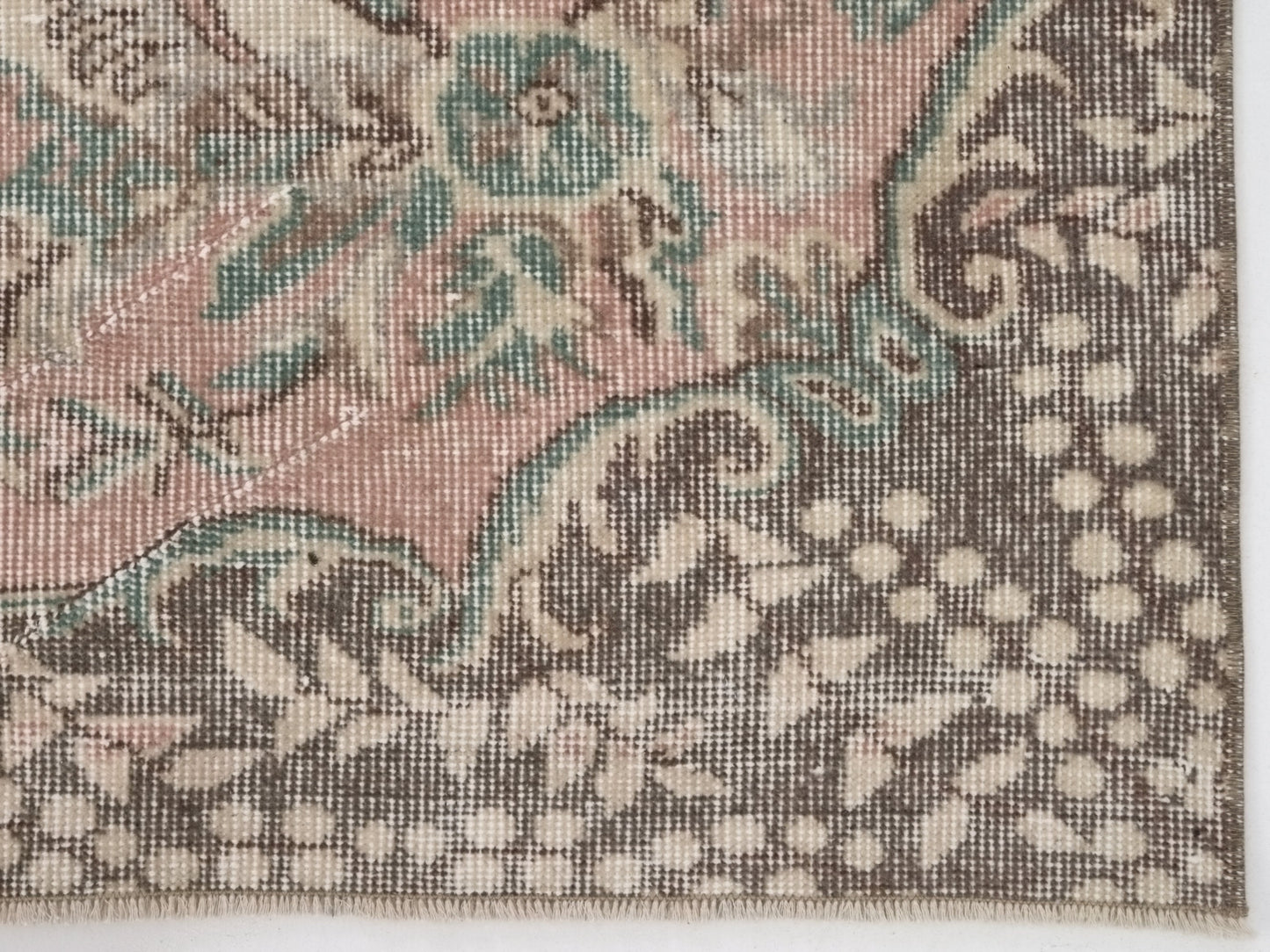 Turkish Oushak Area Vintage Carpet Rug 5x8, Beige Handmade Wool Floral rug, Rug for Living room Made in Anatolia Gift for Mother Days, 10244