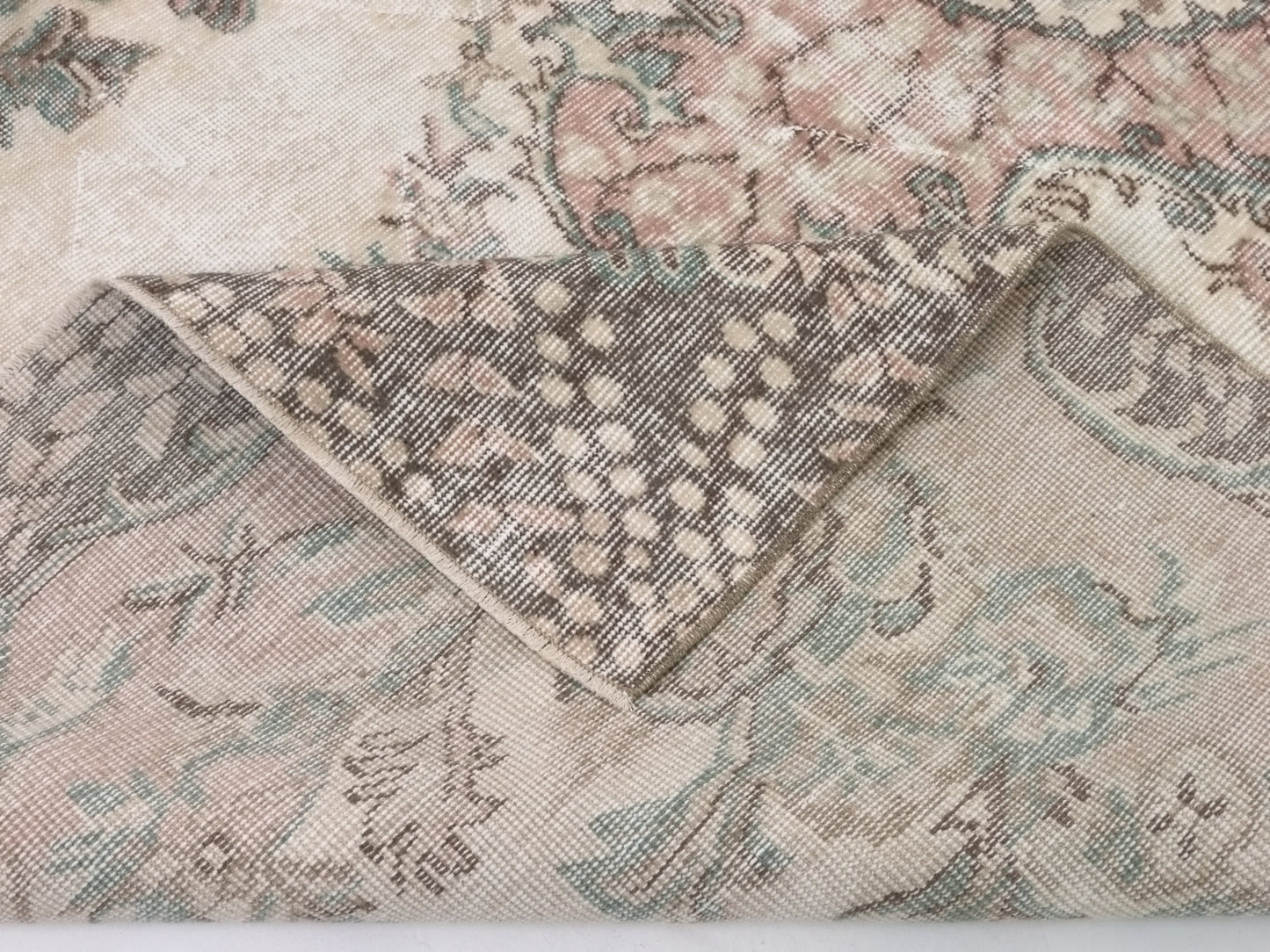 Turkish Oushak Area Vintage Carpet Rug 5x8, Beige Handmade Wool Floral rug, Rug for Living room Made in Anatolia Gift for Mother Days, 10244
