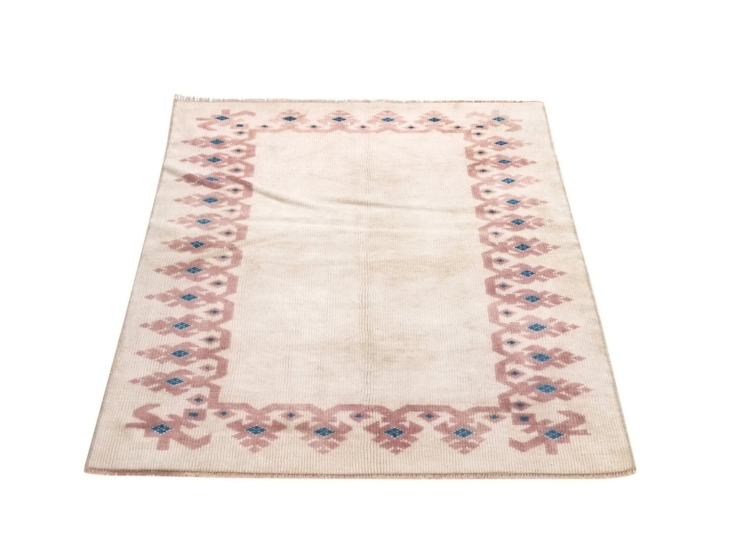 Turkish Rug, Oushak Rug, Vintage Rug, Area rug, Handmade rug, 3x5 Rug, Carpet rug, Beige Blue Small Rug, Kid room rug, Coastal decor, 10056