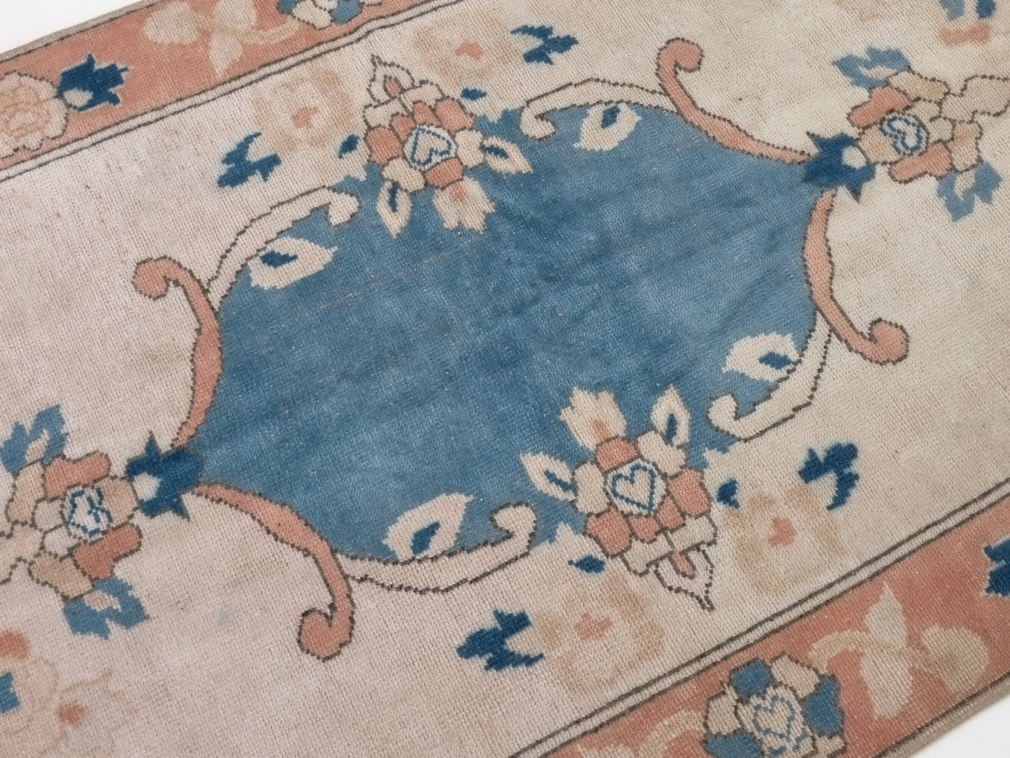 Turkish Rug, Oushak Rug, Vintage Rug, Area rug, Handmade rug, 4x5 Rug, Carpet rug, Beige Blue Small Rug, Kid room rug, Coastal decor, 10046