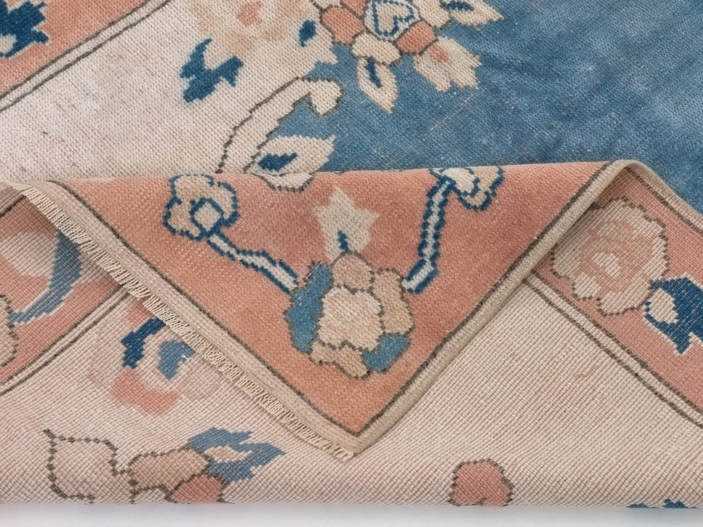 Turkish Rug, Oushak Rug, Vintage Rug, Area rug, Handmade rug, 4x5 Rug, Carpet rug, Beige Blue Small Rug, Kid room rug, Coastal decor, 10046