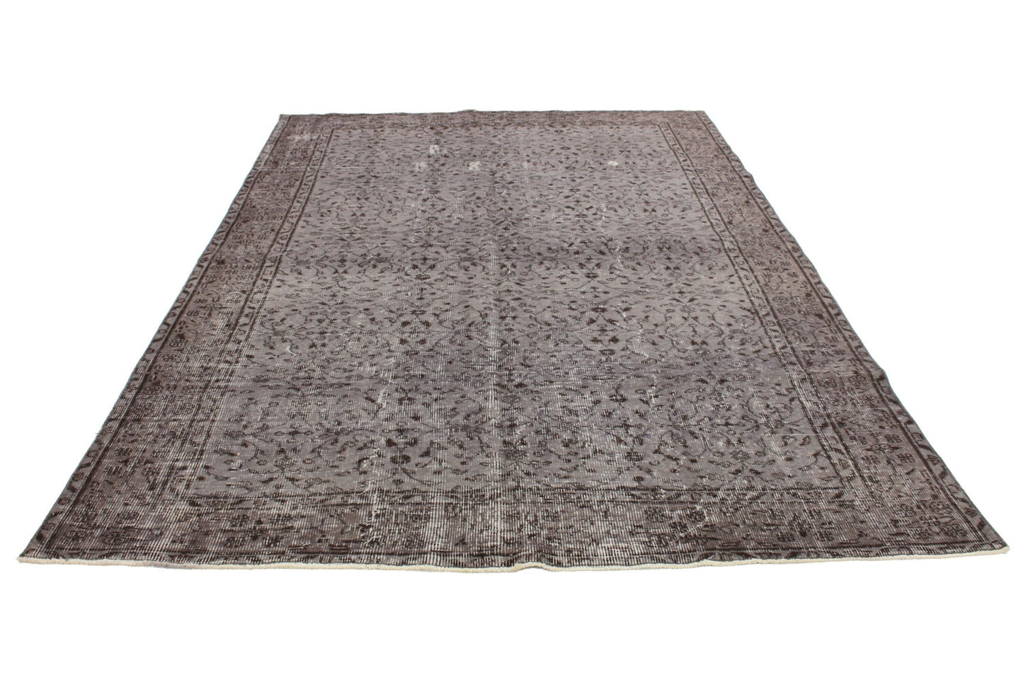 Gray Vintage Rug 5x8, Turkish Rug 5x8, Overdye Gray Vintage Carpet Rug, Handmade Contemporary Living Room Area Rug,3142